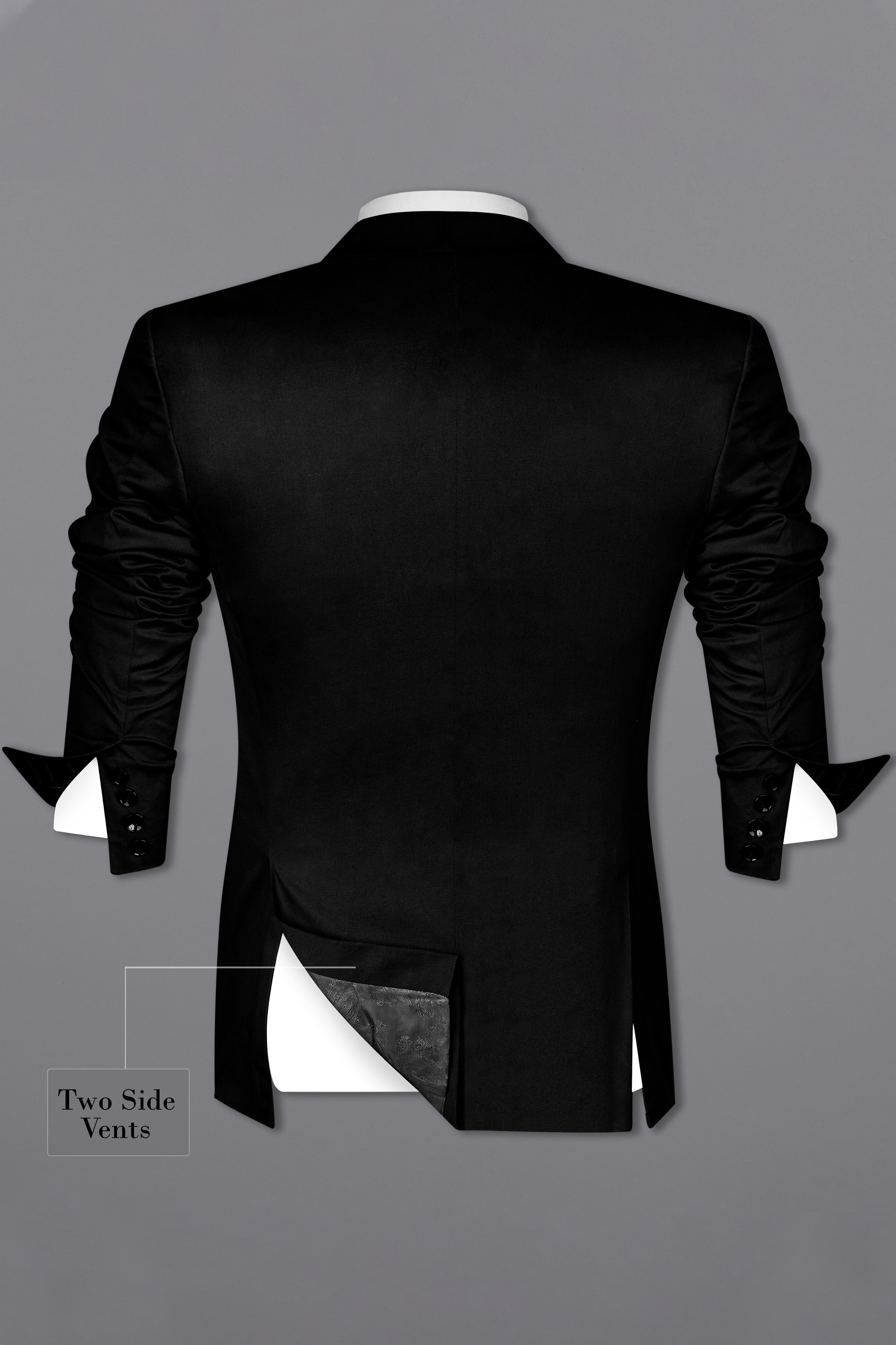 Jade Black Stretchable Premium Cotton Tuxedo Traveler Suit