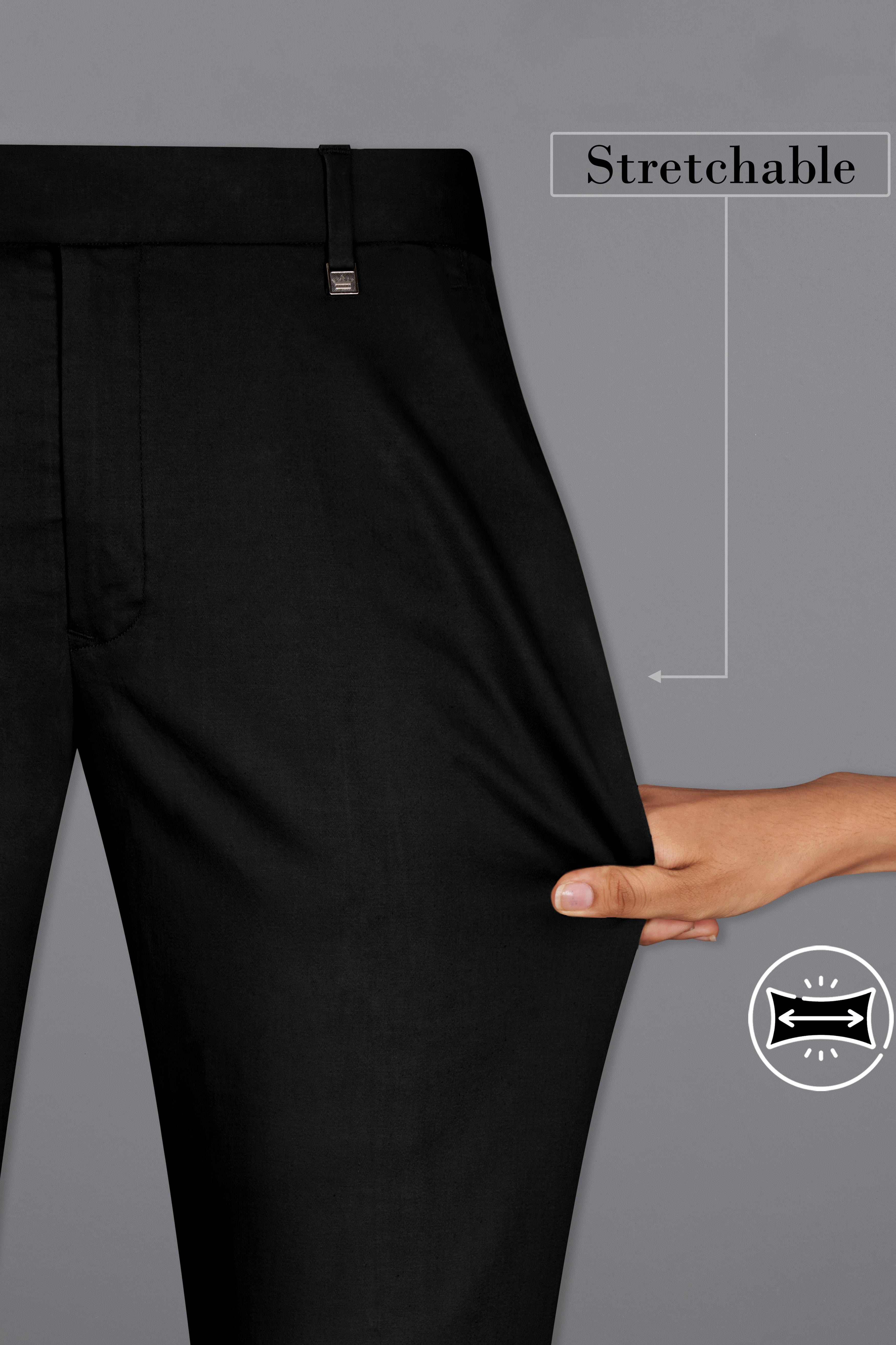 Jade Black Stretchable Premium Cotton Tuxedo Traveler Suit