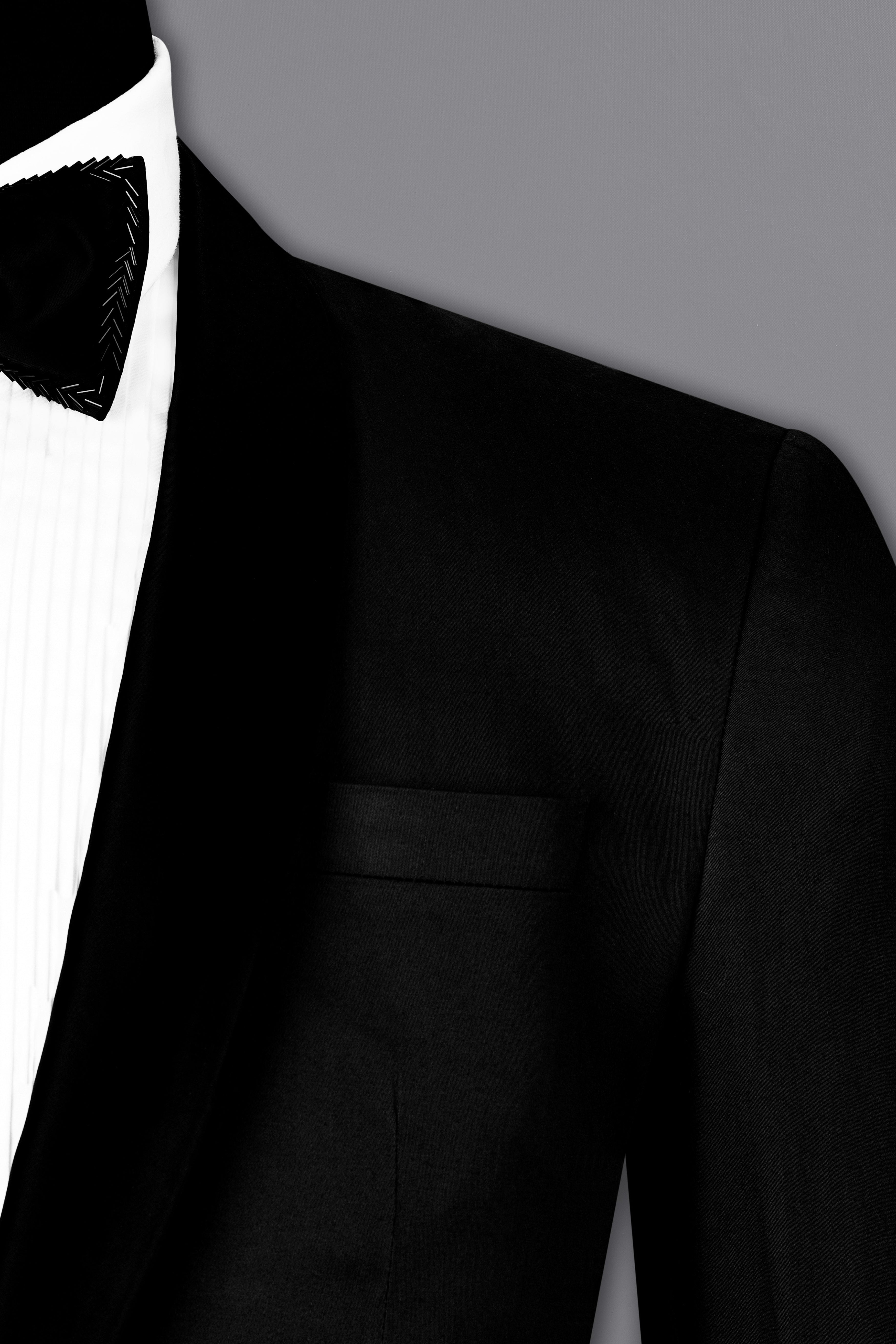 Jade Black Stretchable Premium Cotton Tuxedo Traveler Suit