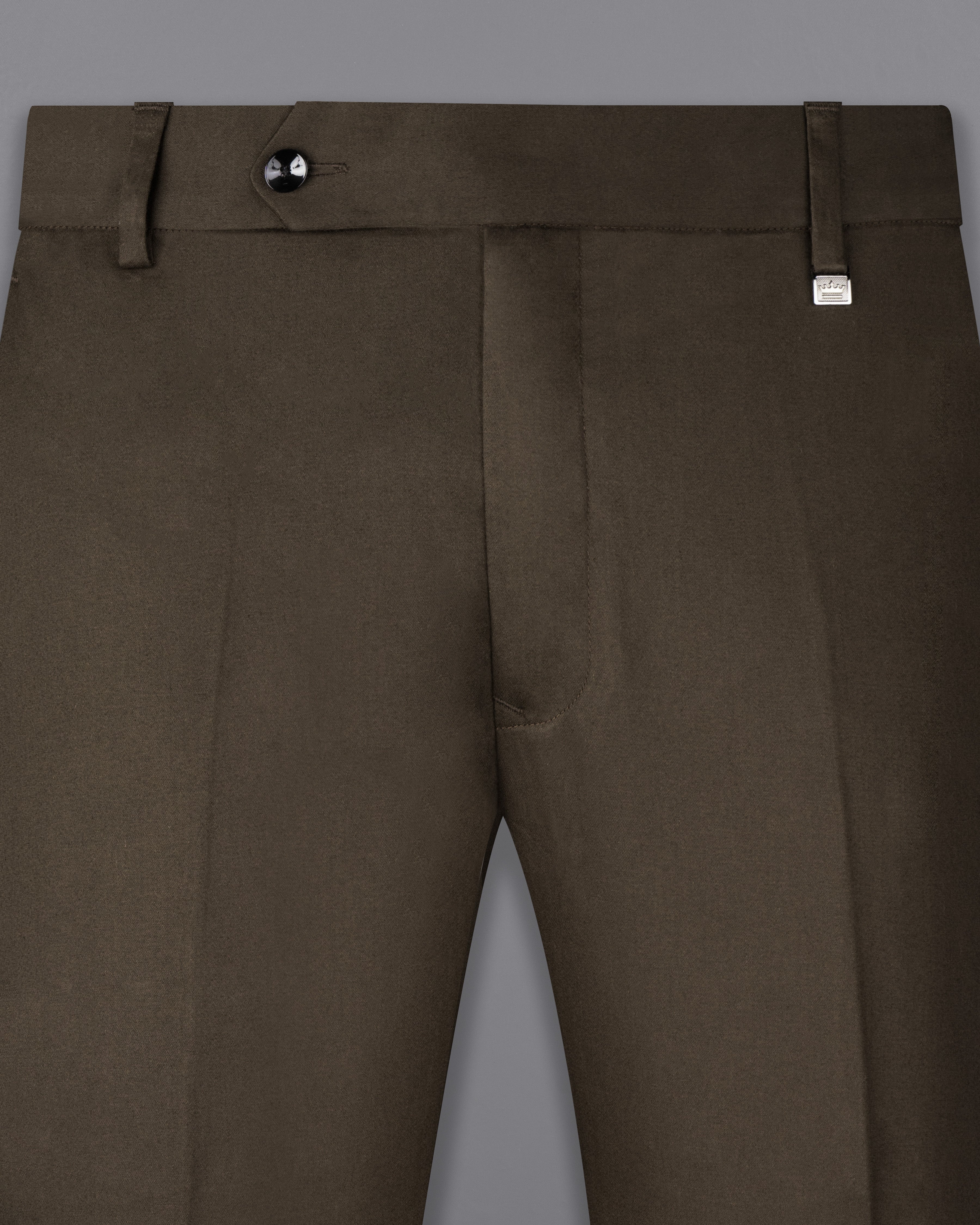 Walnut Brown Solid Stretchable Premium Cotton Traveler Suit