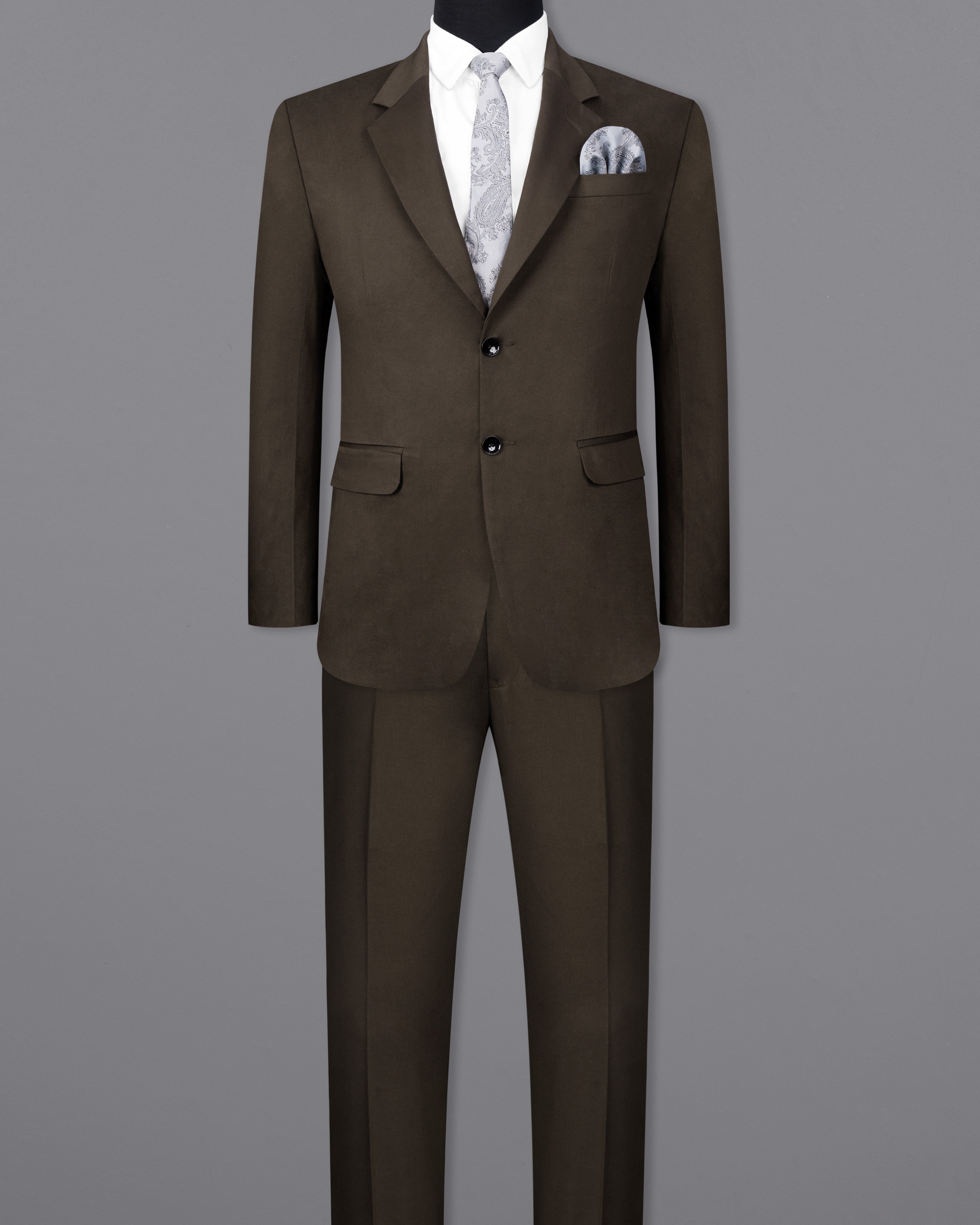 Walnut Brown Solid Stretchable Premium Cotton Traveler Suit