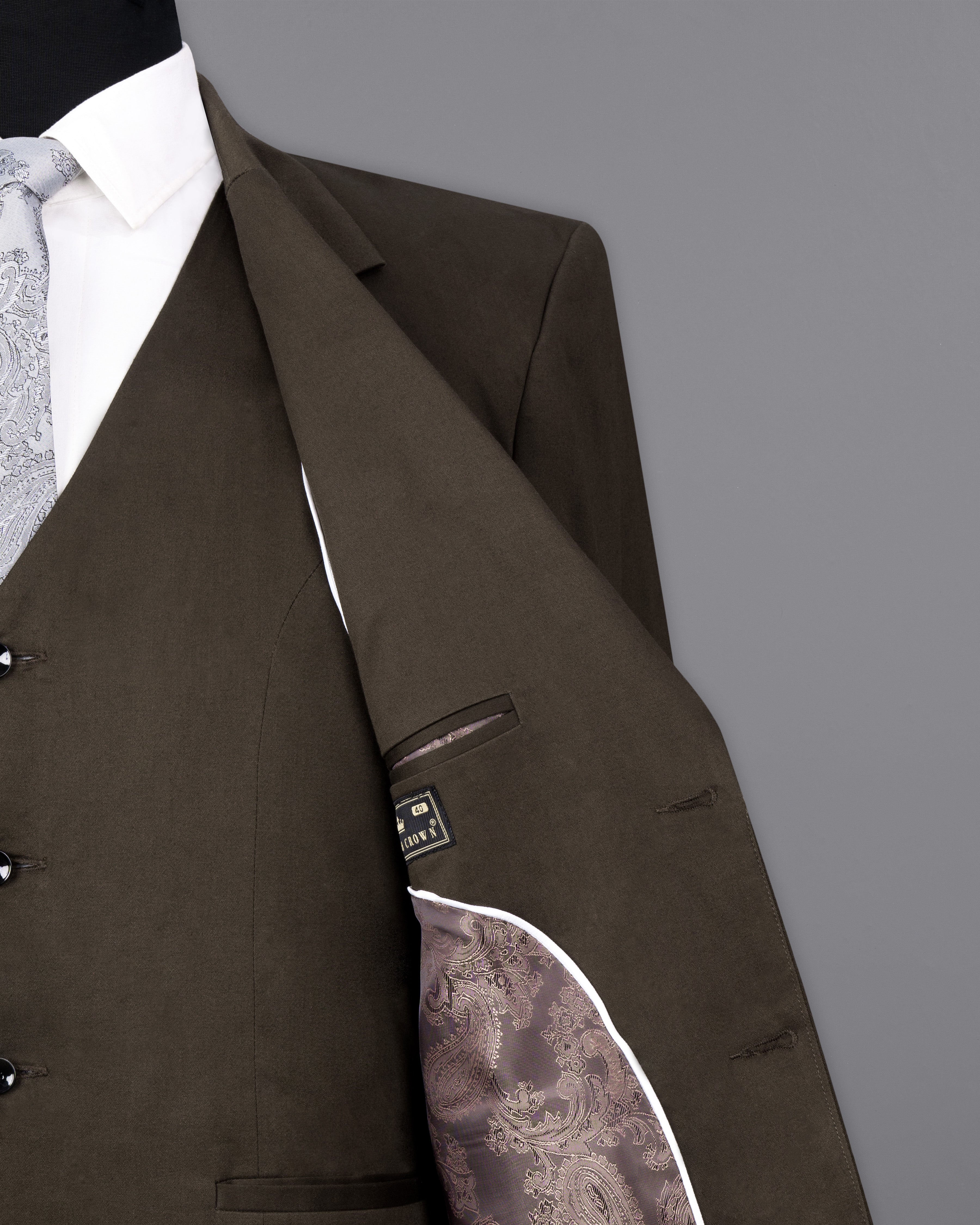 Walnut Brown Solid Stretchable Premium Cotton Traveler Suit