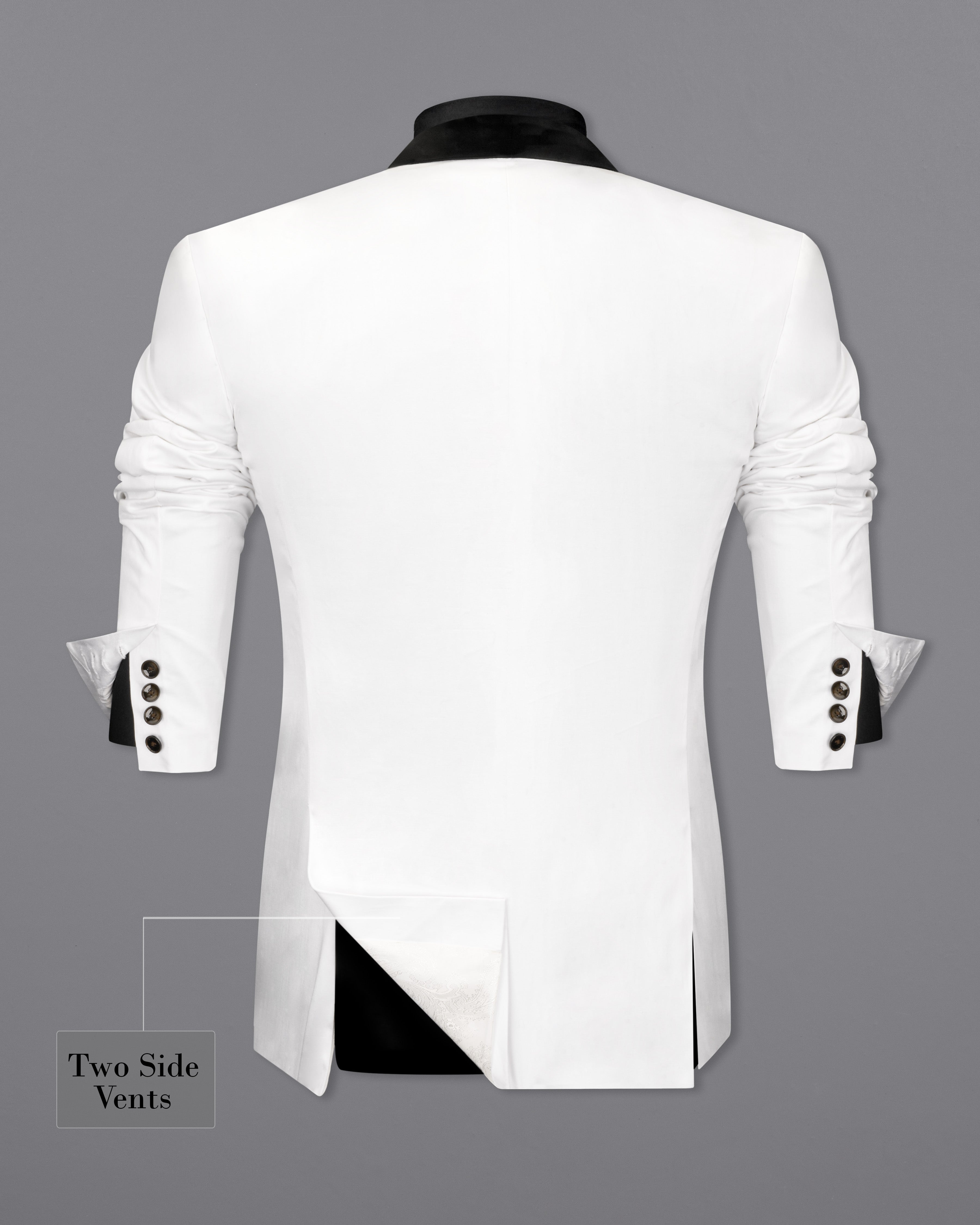 Bright White Stretchable Premium Cotton Tuxedo Traveler Suit