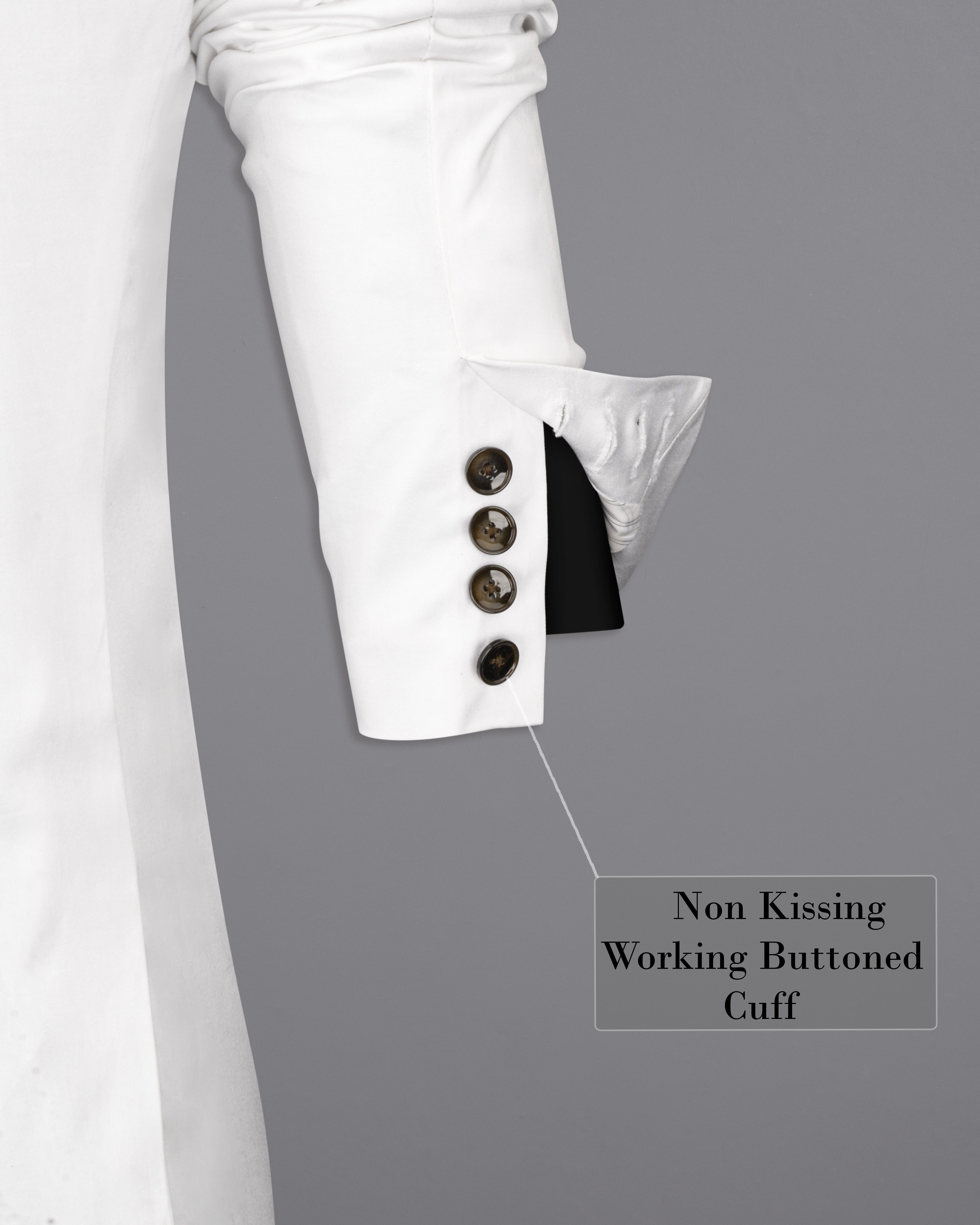 Bright White Stretchable Premium Cotton Tuxedo Traveler Suit