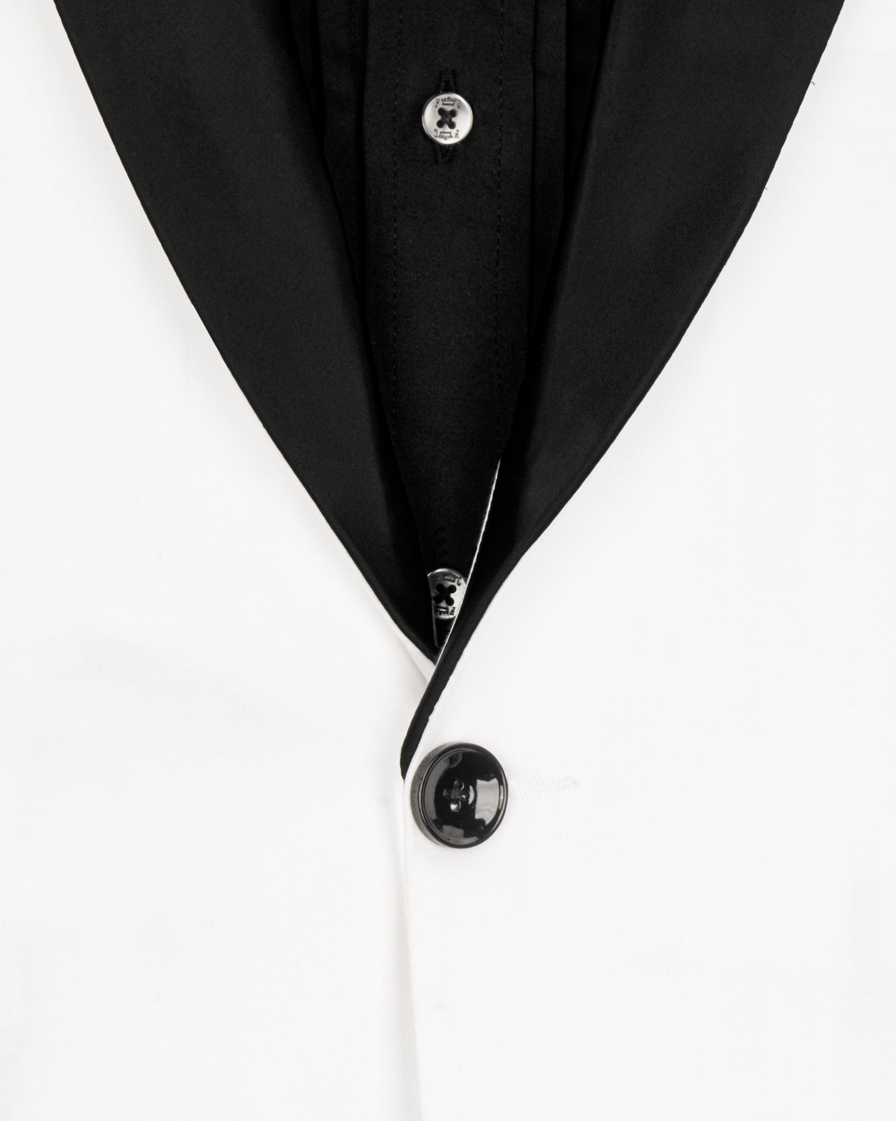 Bright White Stretchable Premium Cotton Tuxedo Traveler Suit