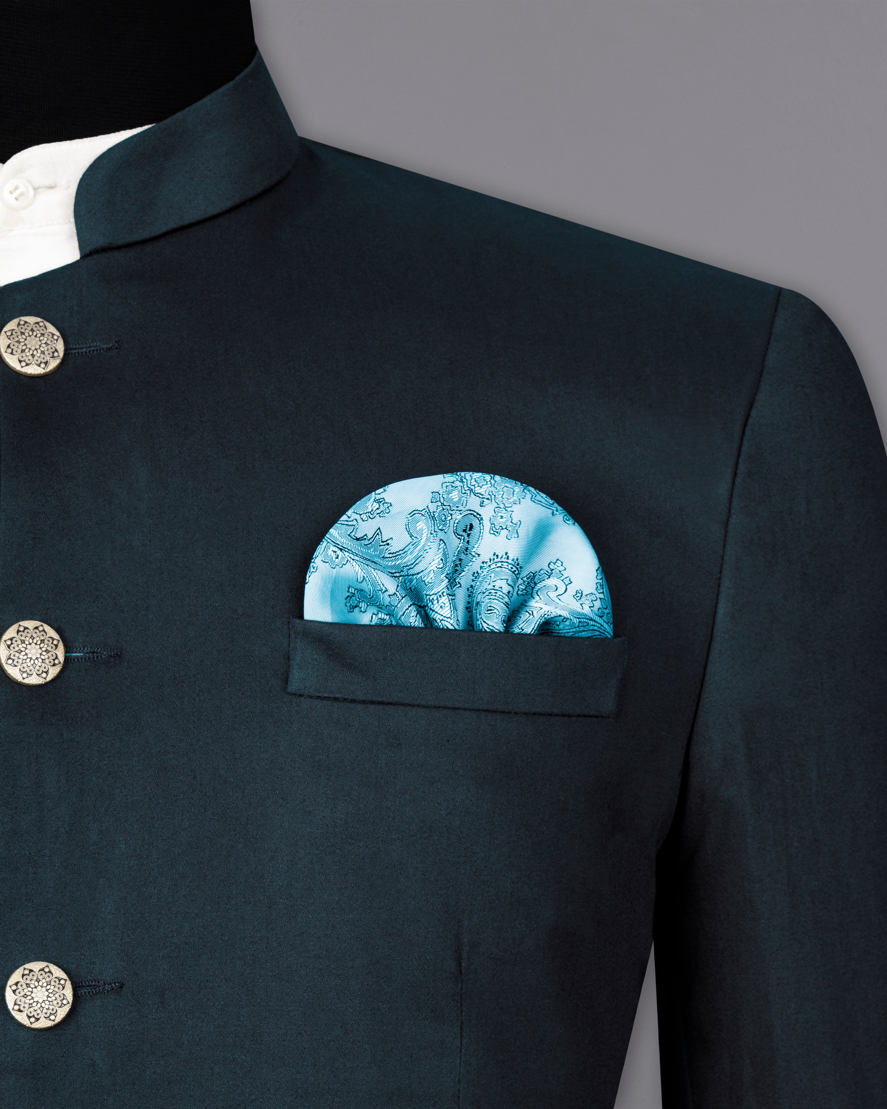 Timber Sea Blue Solid Stretchable Premium Cotton Bandhgala Traveler Suit ST2639-BG-36, ST2639-BG-38, ST2639-BG-40, ST2639-BG-42, ST2639-BG-44, ST2639-BG-46, ST2639-BG-48, ST2639-BG-50, ST2639-BG-52, ST2639-BG-54, ST2639-BG-56, ST2639-BG-58, ST2639-BG-60