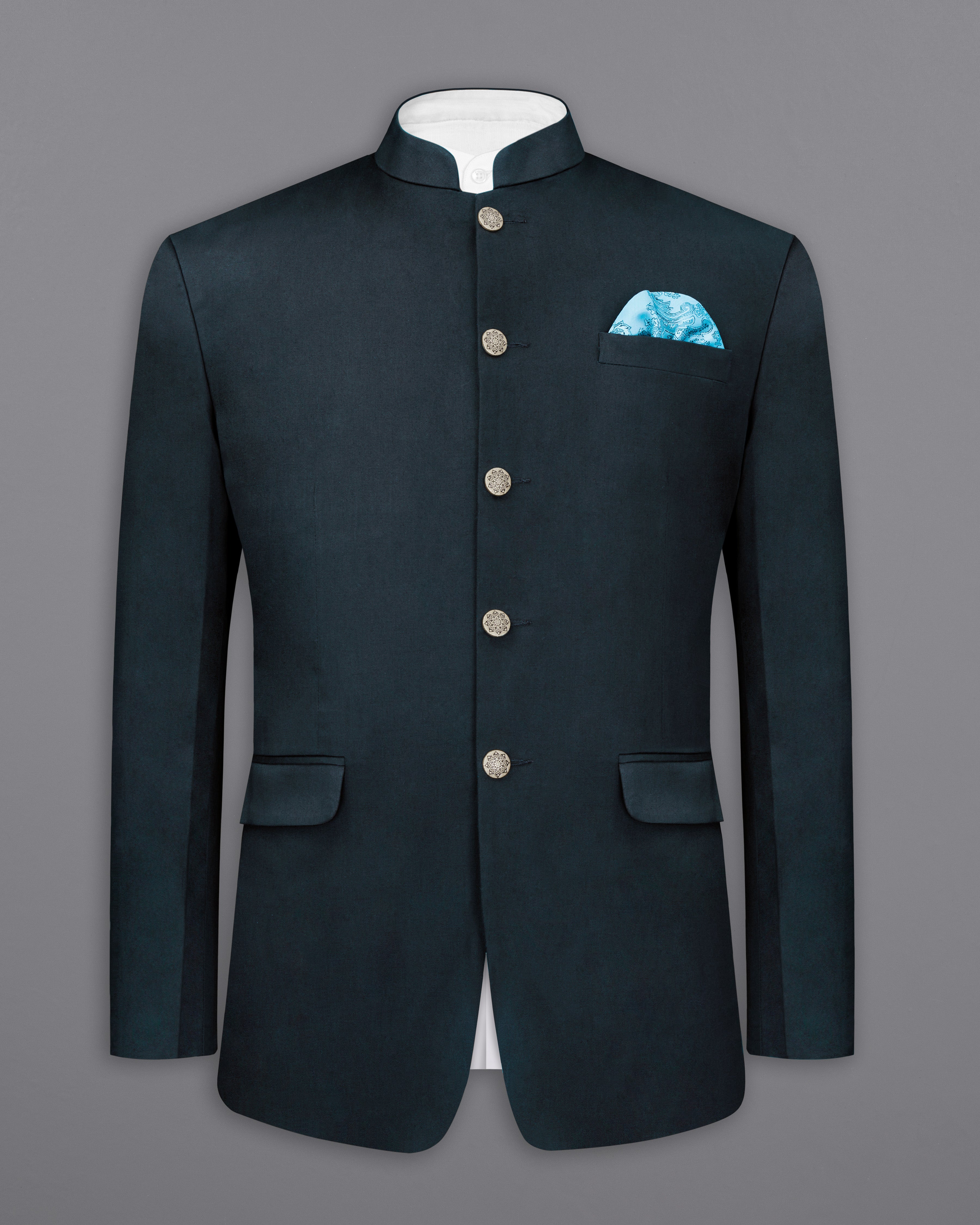 Timber Sea Blue Solid Stretchable Premium Cotton Bandhgala Traveler Suit ST2639-BG-36, ST2639-BG-38, ST2639-BG-40, ST2639-BG-42, ST2639-BG-44, ST2639-BG-46, ST2639-BG-48, ST2639-BG-50, ST2639-BG-52, ST2639-BG-54, ST2639-BG-56, ST2639-BG-58, ST2639-BG-60