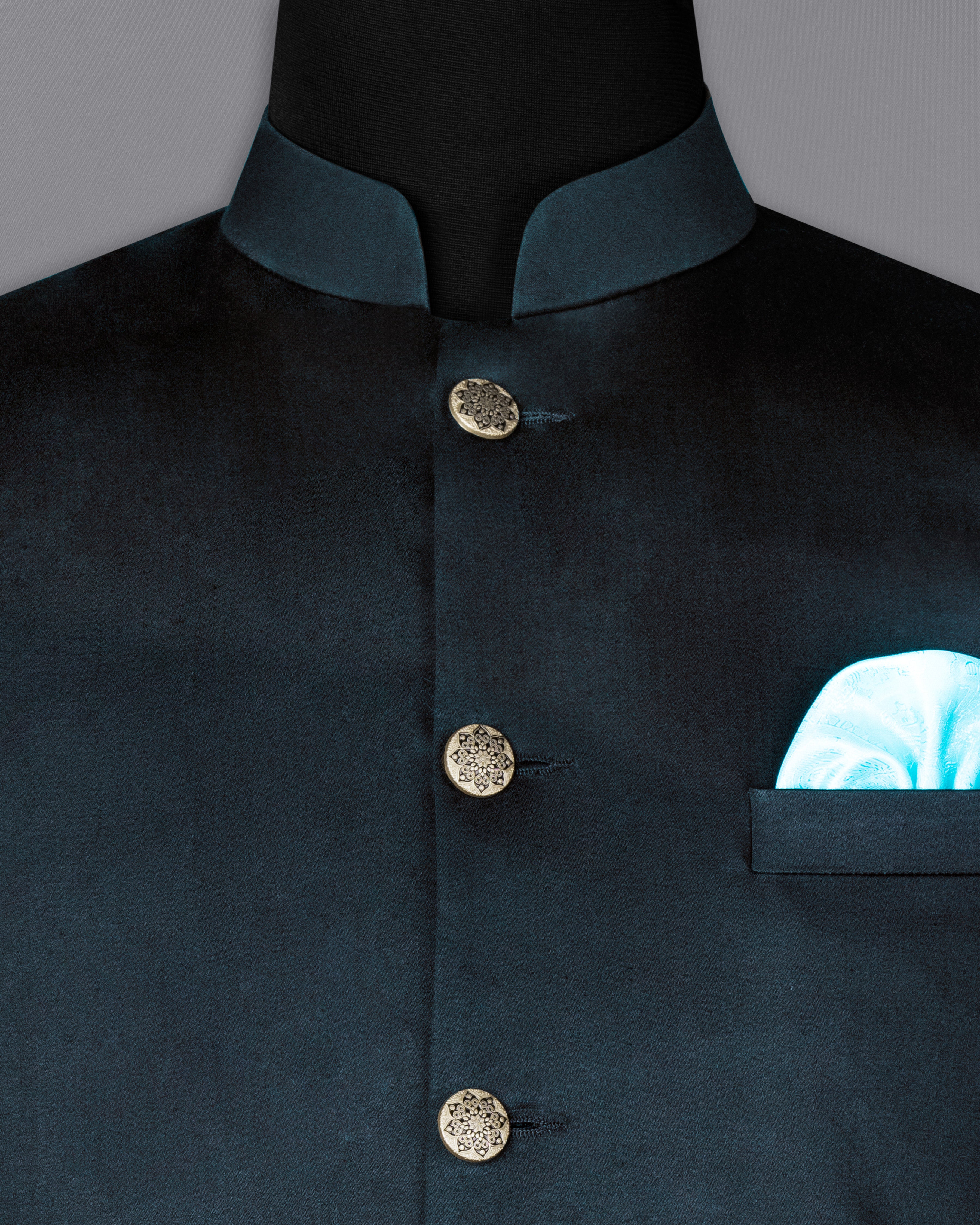 Timber Sea Blue Cross Placket Stretchable Premium Cotton Bandhgala Traveler Suit ST2640-CBG-36, ST2640-CBG-38, ST2640-CBG-40, ST2640-CBG-42, ST2640-CBG-44, ST2640-CBG-46, ST2640-CBG-48, ST2640-CBG-50, ST2640-CBG-52, ST2640-CBG-54, ST2640-CBG-56, ST2640-CBG-58, ST2640-CBG-60