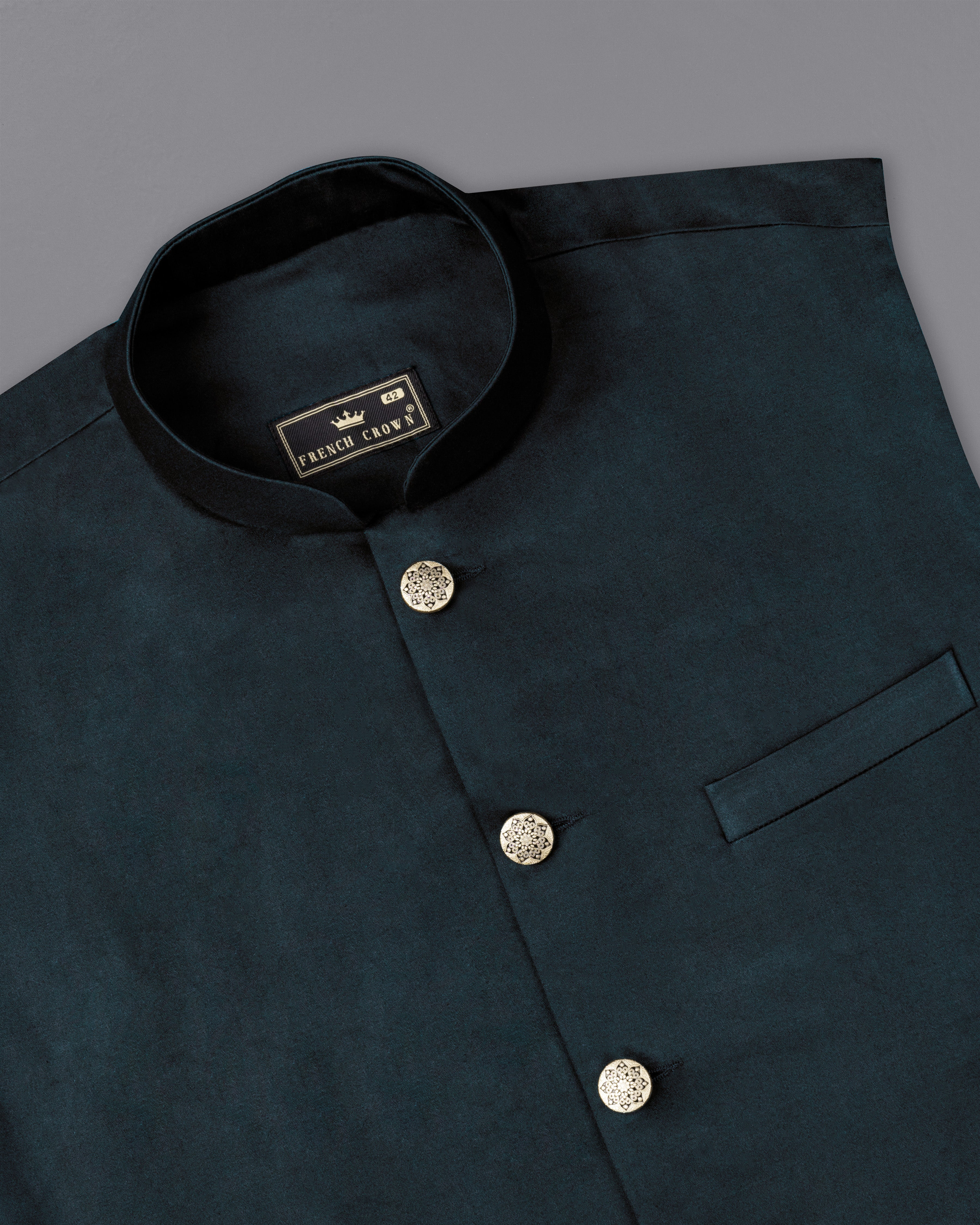 Timber Sea Blue Cross Placket Stretchable Premium Cotton Bandhgala Traveler Suit ST2640-CBG-36, ST2640-CBG-38, ST2640-CBG-40, ST2640-CBG-42, ST2640-CBG-44, ST2640-CBG-46, ST2640-CBG-48, ST2640-CBG-50, ST2640-CBG-52, ST2640-CBG-54, ST2640-CBG-56, ST2640-CBG-58, ST2640-CBG-60
