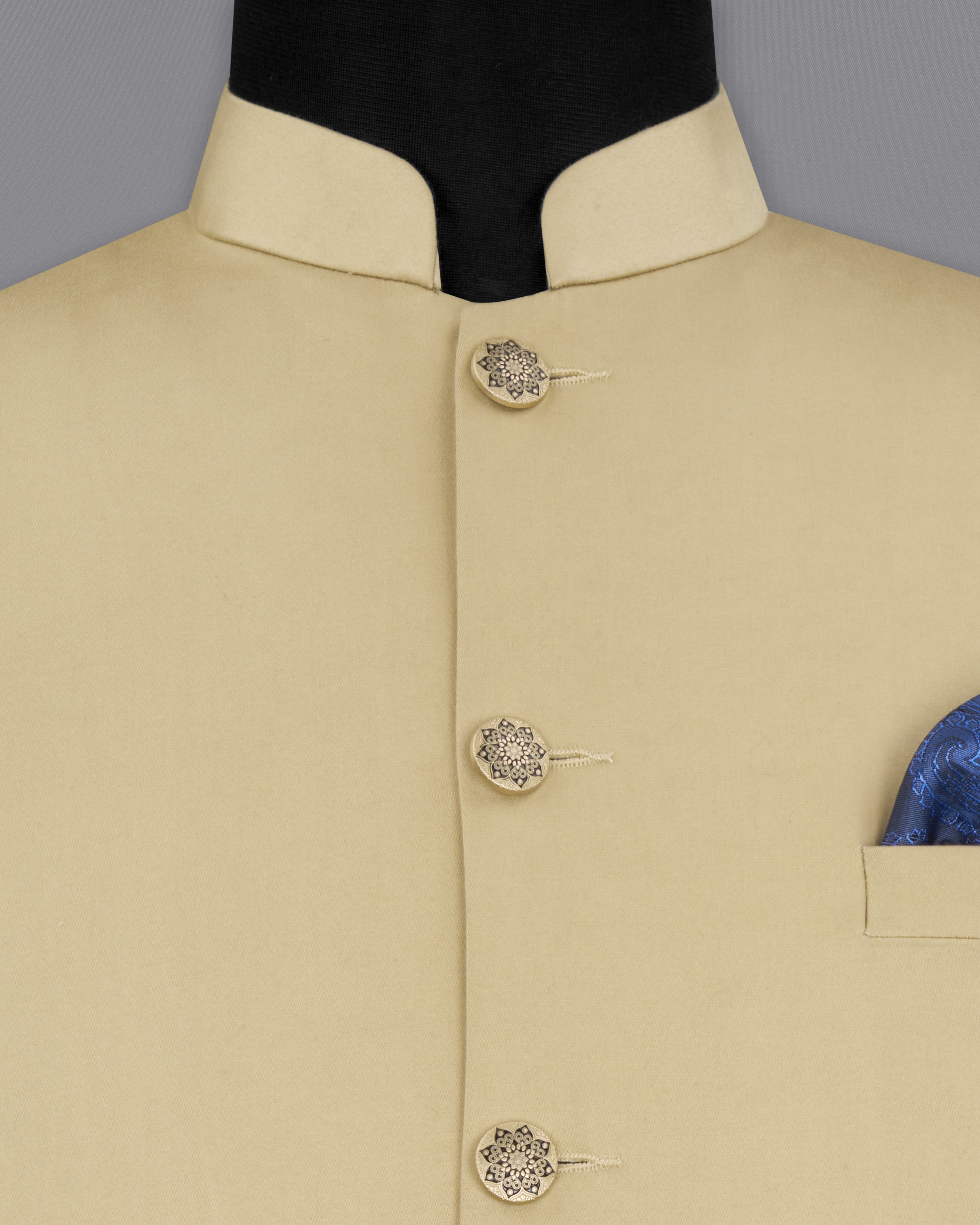 Pavlova Cream Cross Placket Stretchable Premium Cotton Bandhgala Traveler Suit ST2650-CBG-36, ST2650-CBG-38, ST2650-CBG-40, ST2650-CBG-42, ST2650-CBG-44, ST2650-CBG-46, ST2650-CBG-48, ST2650-CBG-50, ST2650-CBG-52, ST2650-CBG-54, ST2650-CBG-56, ST2650-CBG-58, ST2650-CBG-60