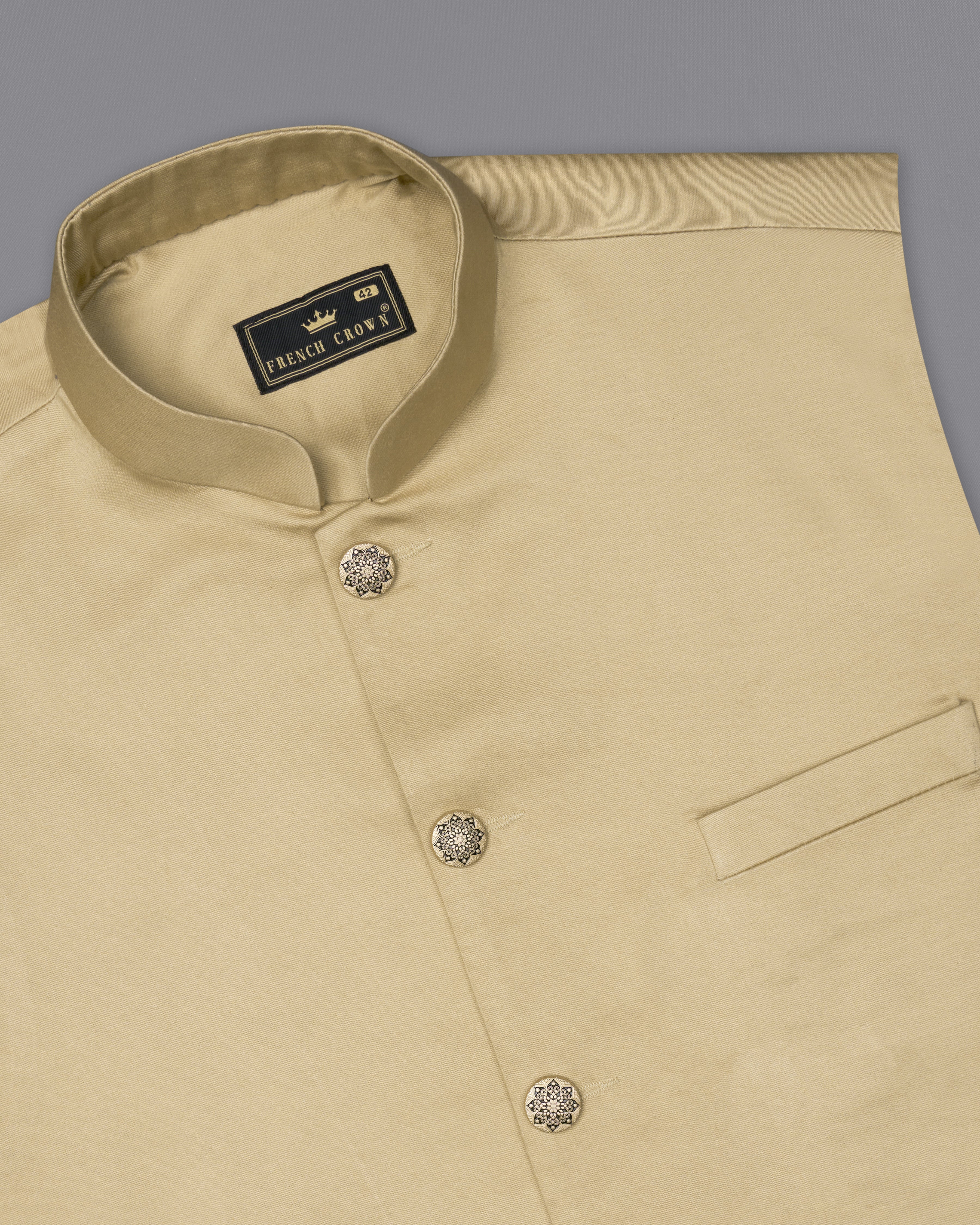 Pavlova Cream Cross Placket Stretchable Premium Cotton Bandhgala Traveler Suit ST2650-CBG-36, ST2650-CBG-38, ST2650-CBG-40, ST2650-CBG-42, ST2650-CBG-44, ST2650-CBG-46, ST2650-CBG-48, ST2650-CBG-50, ST2650-CBG-52, ST2650-CBG-54, ST2650-CBG-56, ST2650-CBG-58, ST2650-CBG-60
