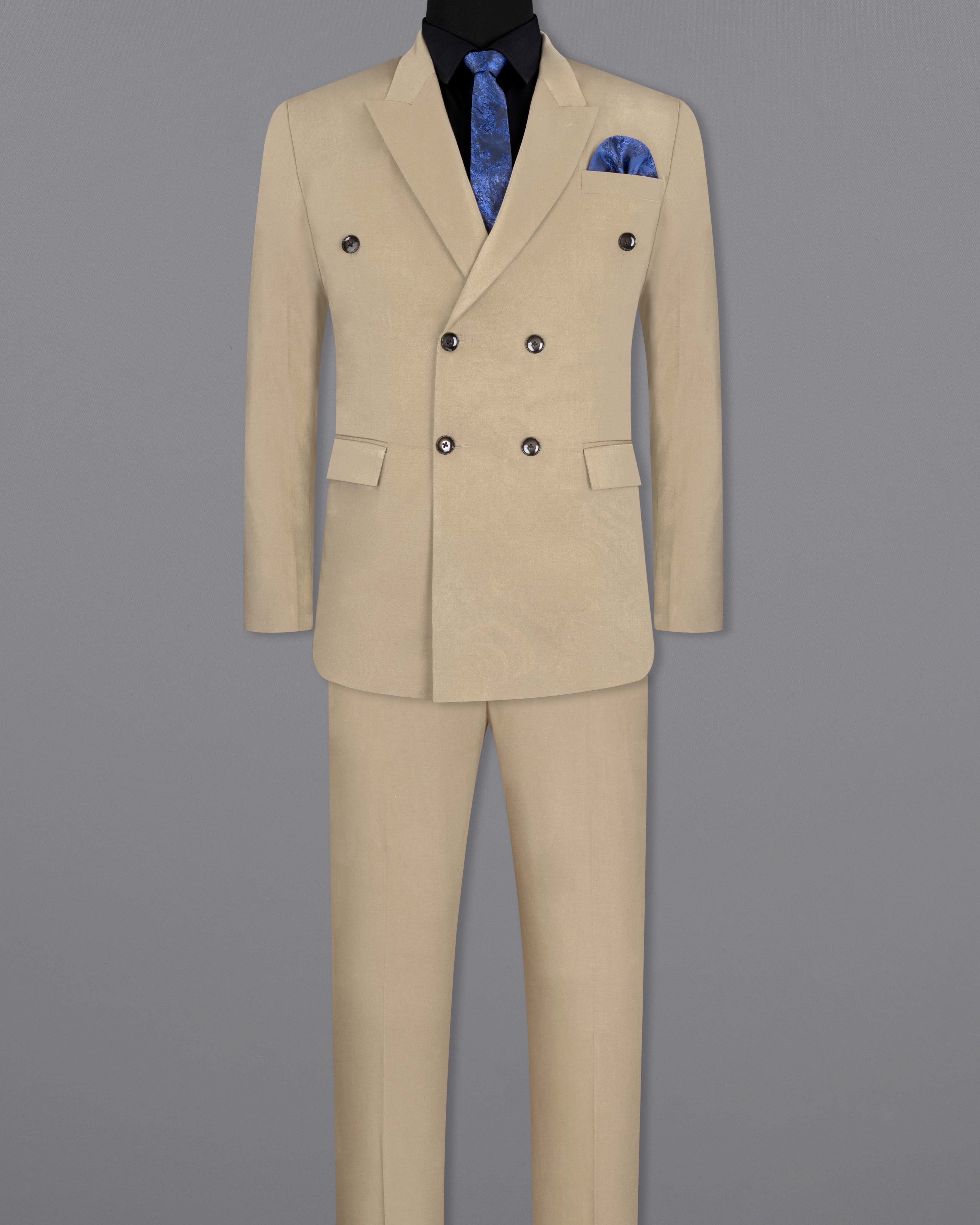 Quicksand Brown Stretchable Double Breasted Premium Cotton Traveler Suit ST2653-DB-36, ST2653-DB-38, ST2653-DB-40, ST2653-DB-42, ST2653-DB-44, ST2653-DB-46, ST2653-DB-48, ST2653-DB-50, ST2653-DB-52, ST2653-DB-54, ST2653-DB-56, ST2653-DB-58, ST2653-DB-60