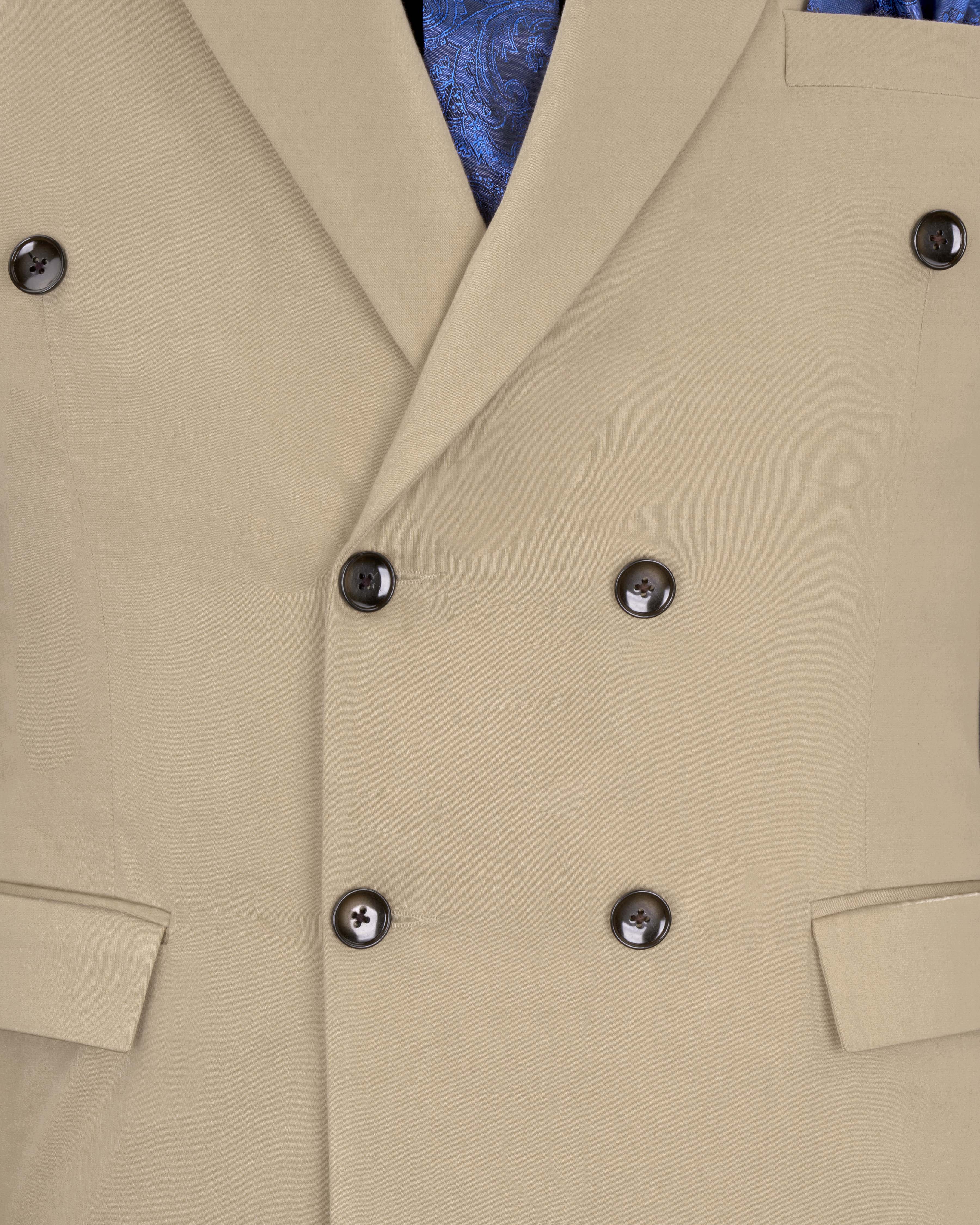 Quicksand Brown Stretchable Double Breasted Premium Cotton Traveler Suit ST2653-DB-36, ST2653-DB-38, ST2653-DB-40, ST2653-DB-42, ST2653-DB-44, ST2653-DB-46, ST2653-DB-48, ST2653-DB-50, ST2653-DB-52, ST2653-DB-54, ST2653-DB-56, ST2653-DB-58, ST2653-DB-60