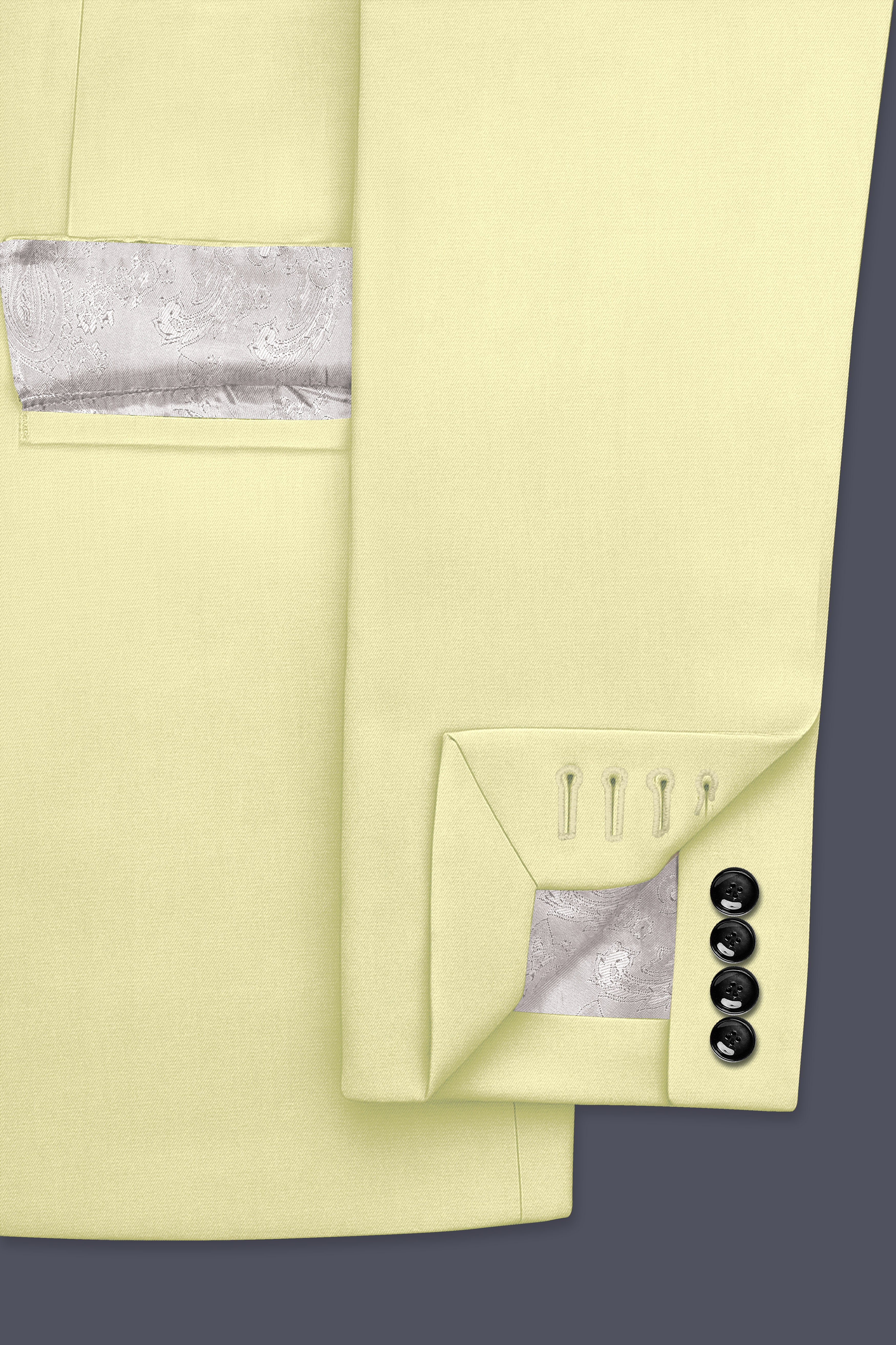 Maize Cream Stretchable Double Breasted Premium Cotton Traveler Suit