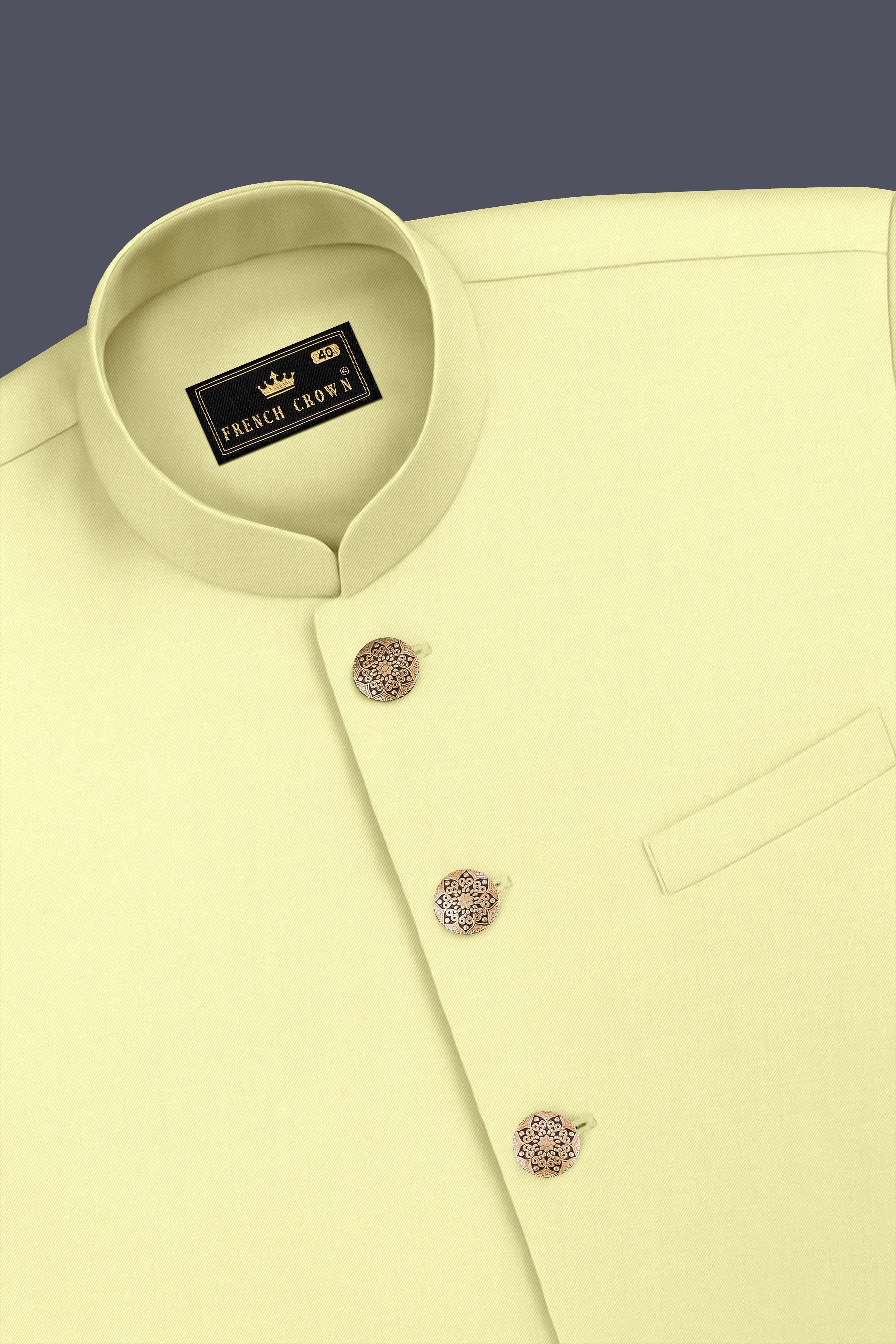 Maize Cream Stretchable Bandhgala Premium Cotton Traveler Suit