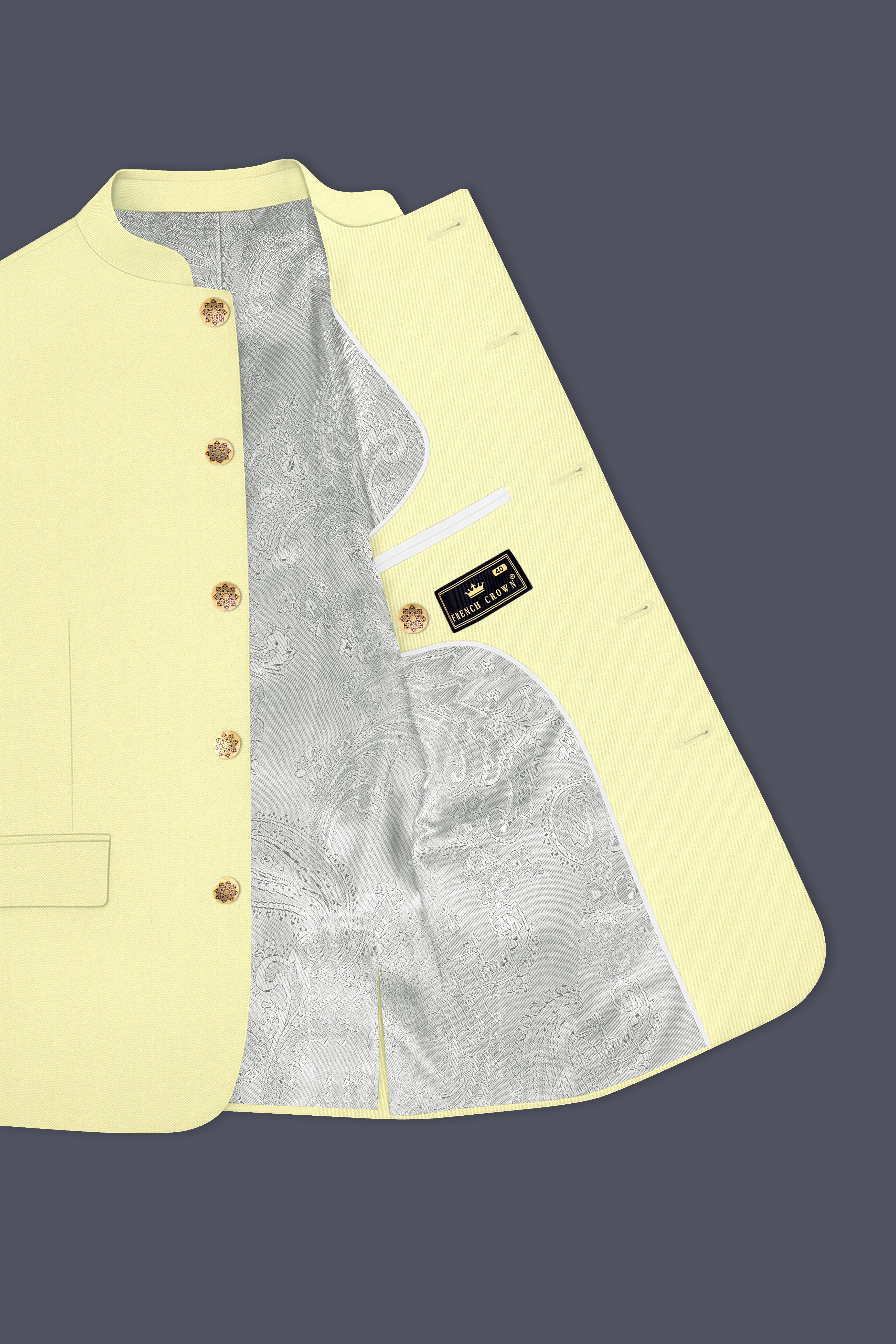 Maize Cream Stretchable Bandhgala Premium Cotton Traveler Suit