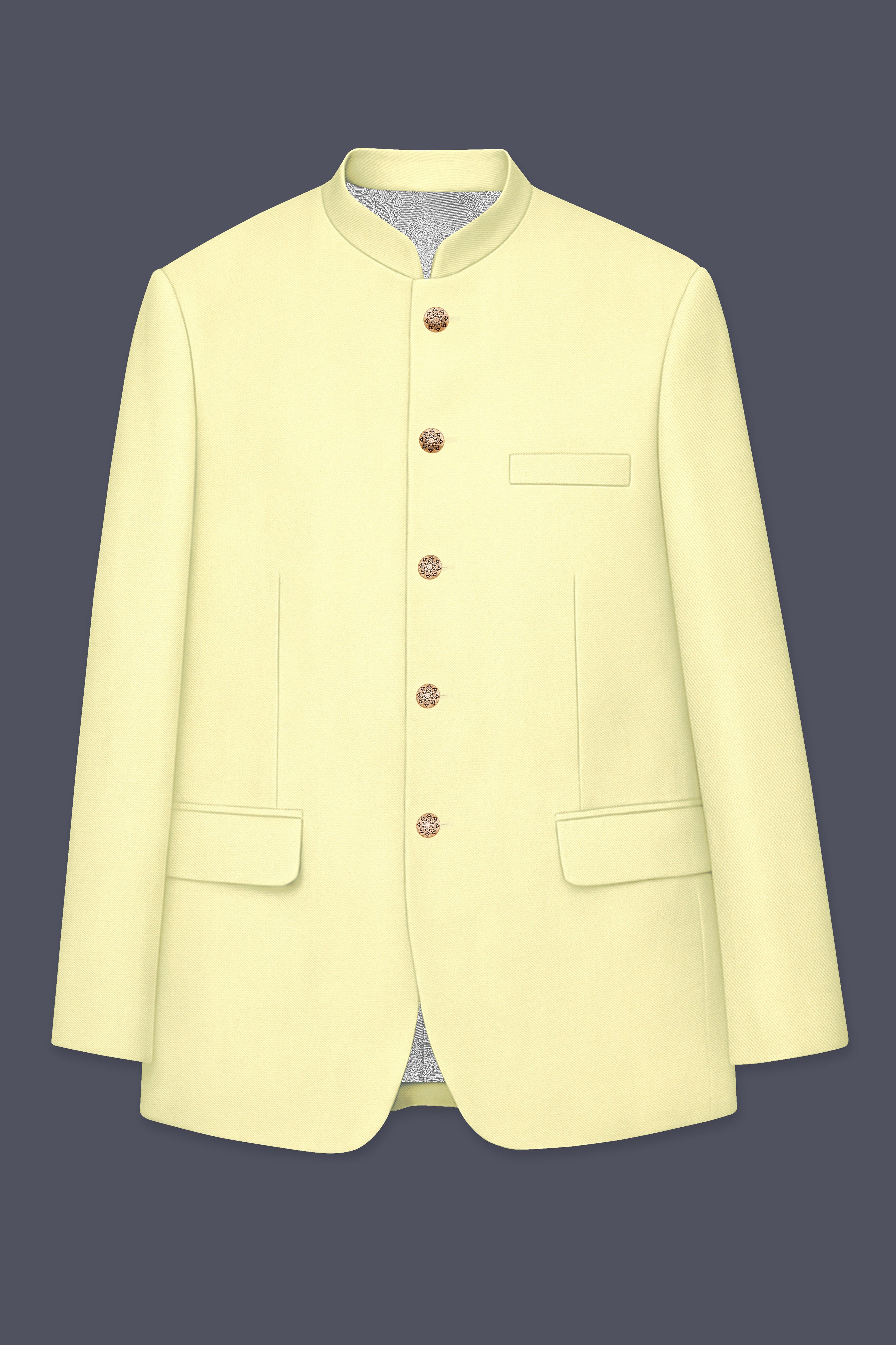 Maize Cream Stretchable Bandhgala Premium Cotton Traveler Suit