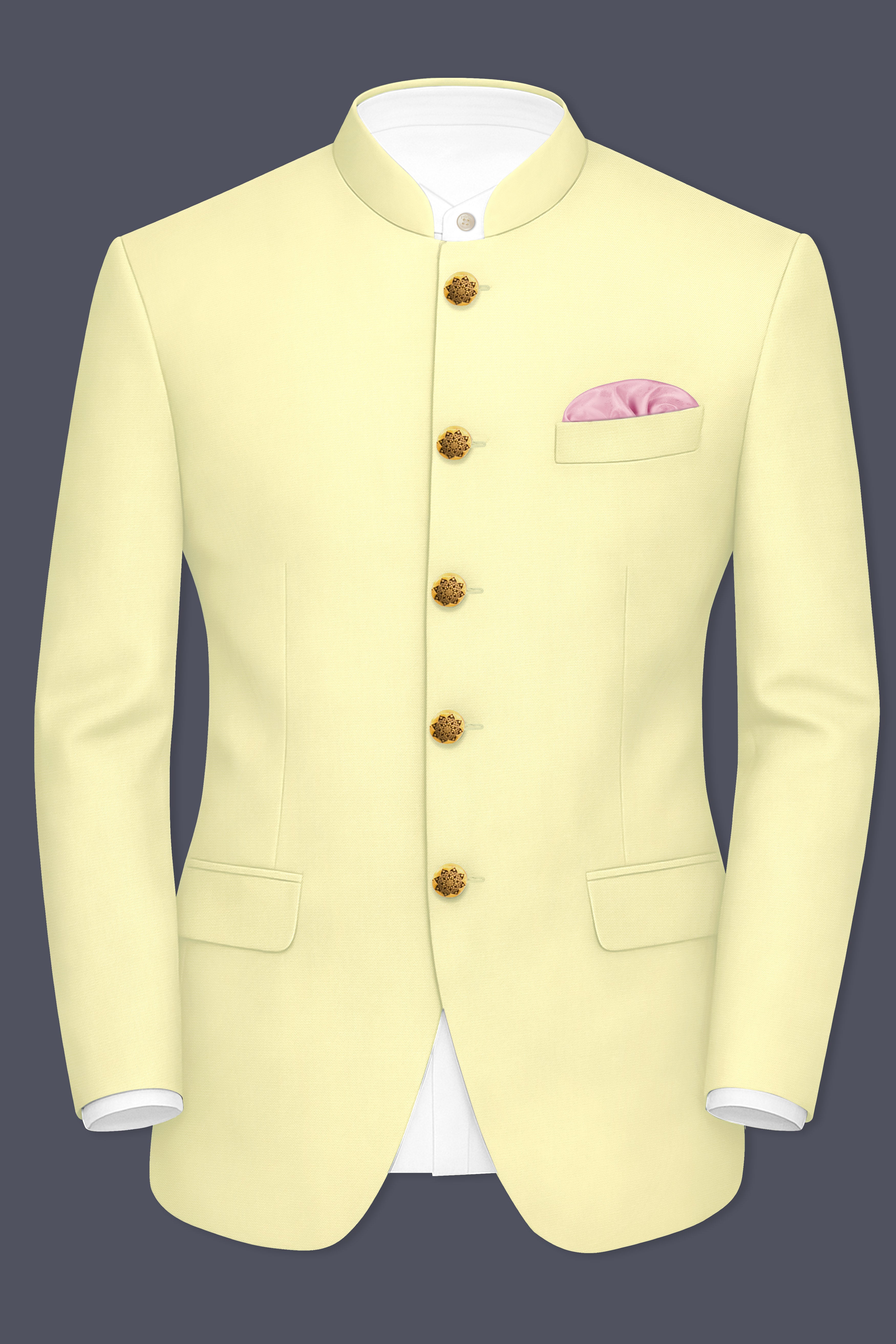 Maize Cream Stretchable Bandhgala Premium Cotton Traveler Suit