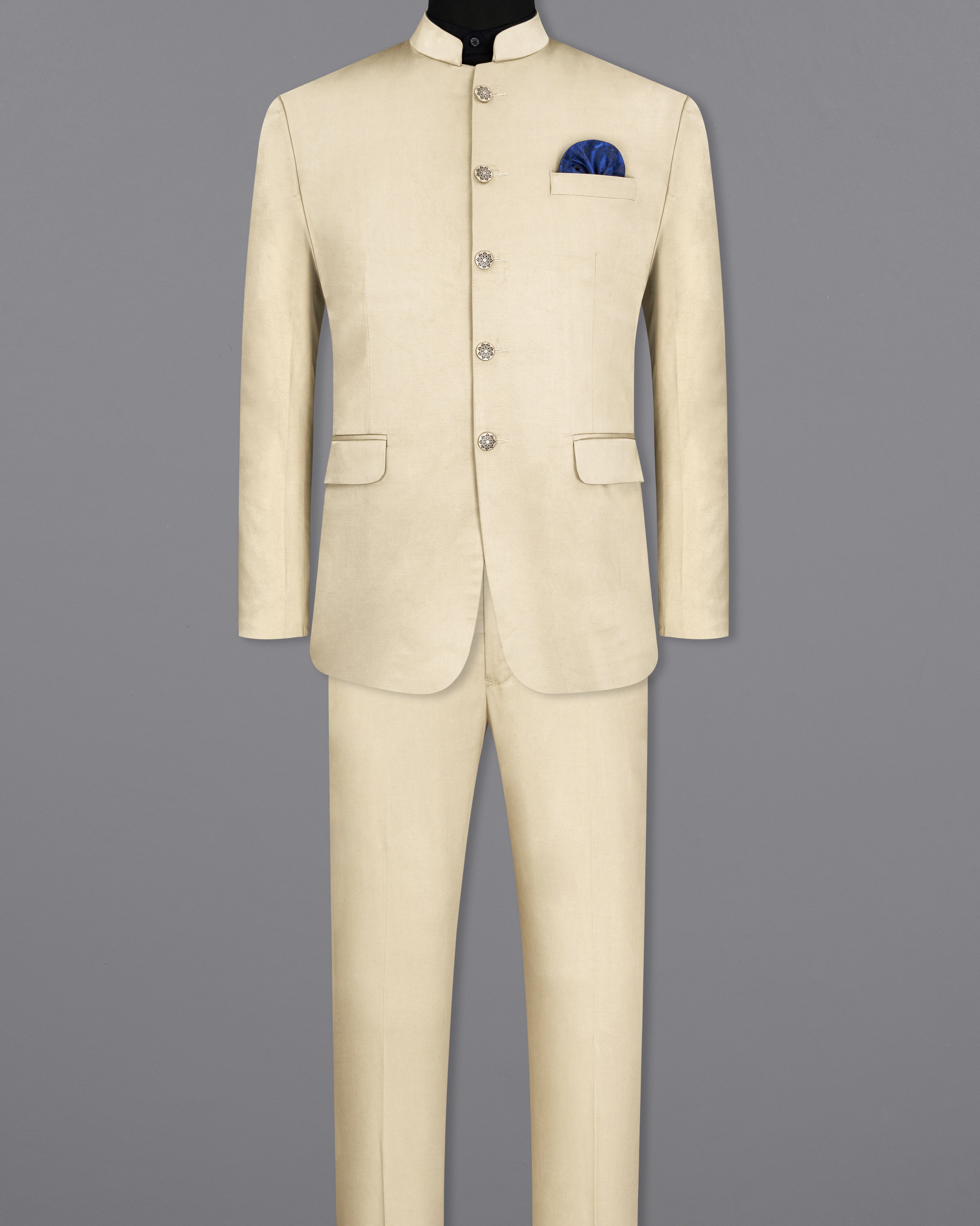 Moon Mist Beige Bandhgala Premium Cotton Stretchable Traveler Suit ST2674-BG-36, ST2674-BG-38, ST2674-BG-40, ST2674-BG-42, ST2674-BG-44, ST2674-BG-46, ST2674-BG-48, ST2674-BG-50, ST2674-BG-52, ST2674-BG-54, ST2674-BG-56, ST2674-BG-58, ST2674-BG-60