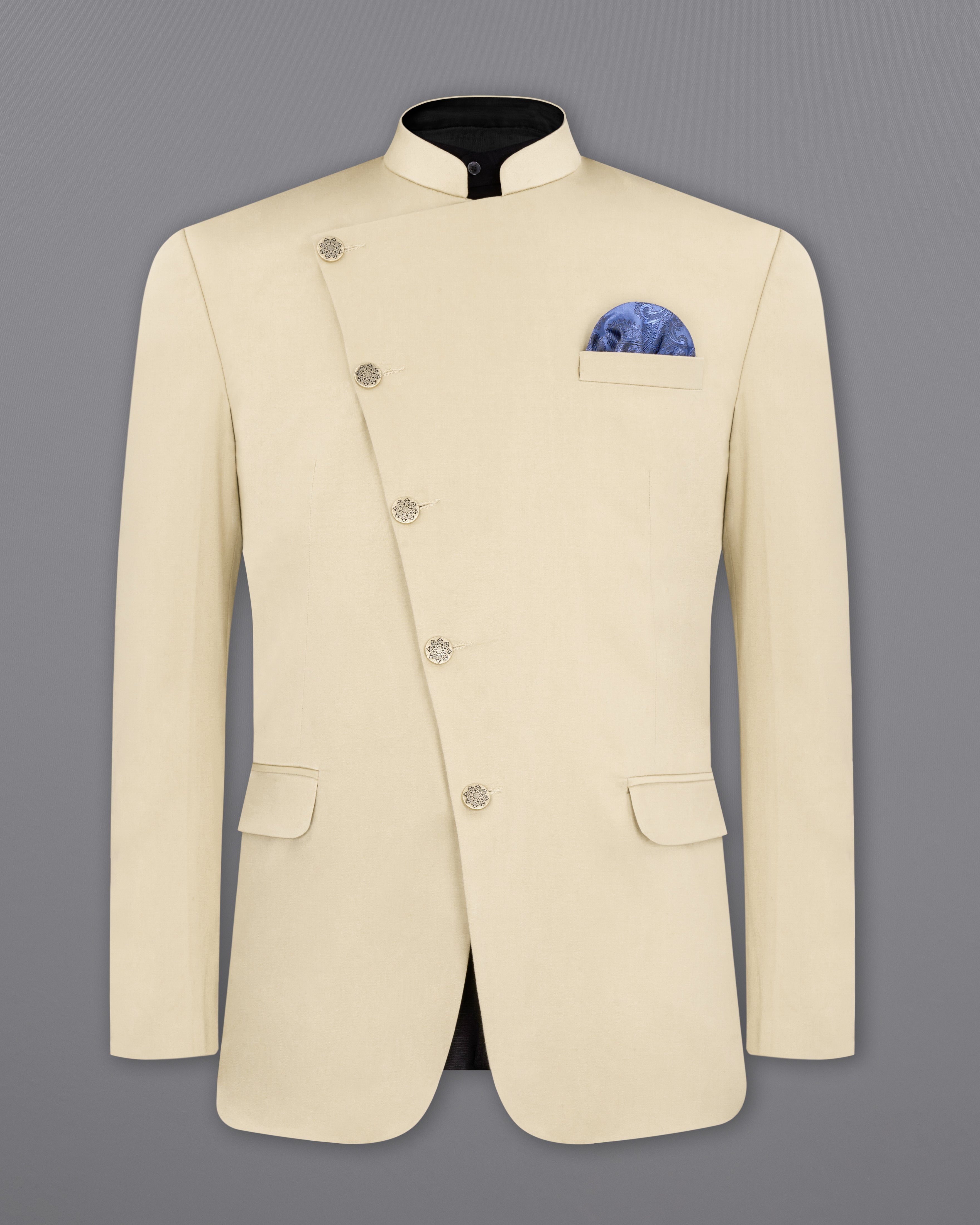 Moon Mist Beige Stretchable Cross Placket Bandhgala Premium Cotton Traveler Suit ST2675-CBG-36, ST2675-CBG-38, ST2675-CBG-40, ST2675-CBG-42, ST2675-CBG-44, ST2675-CBG-46, ST2675-CBG-48, ST2675-CBG-50, ST2675-CBG-52, ST2675-CBG-54, ST2675-CBG-56, ST2675-CBG-58, ST2675-CBG-60