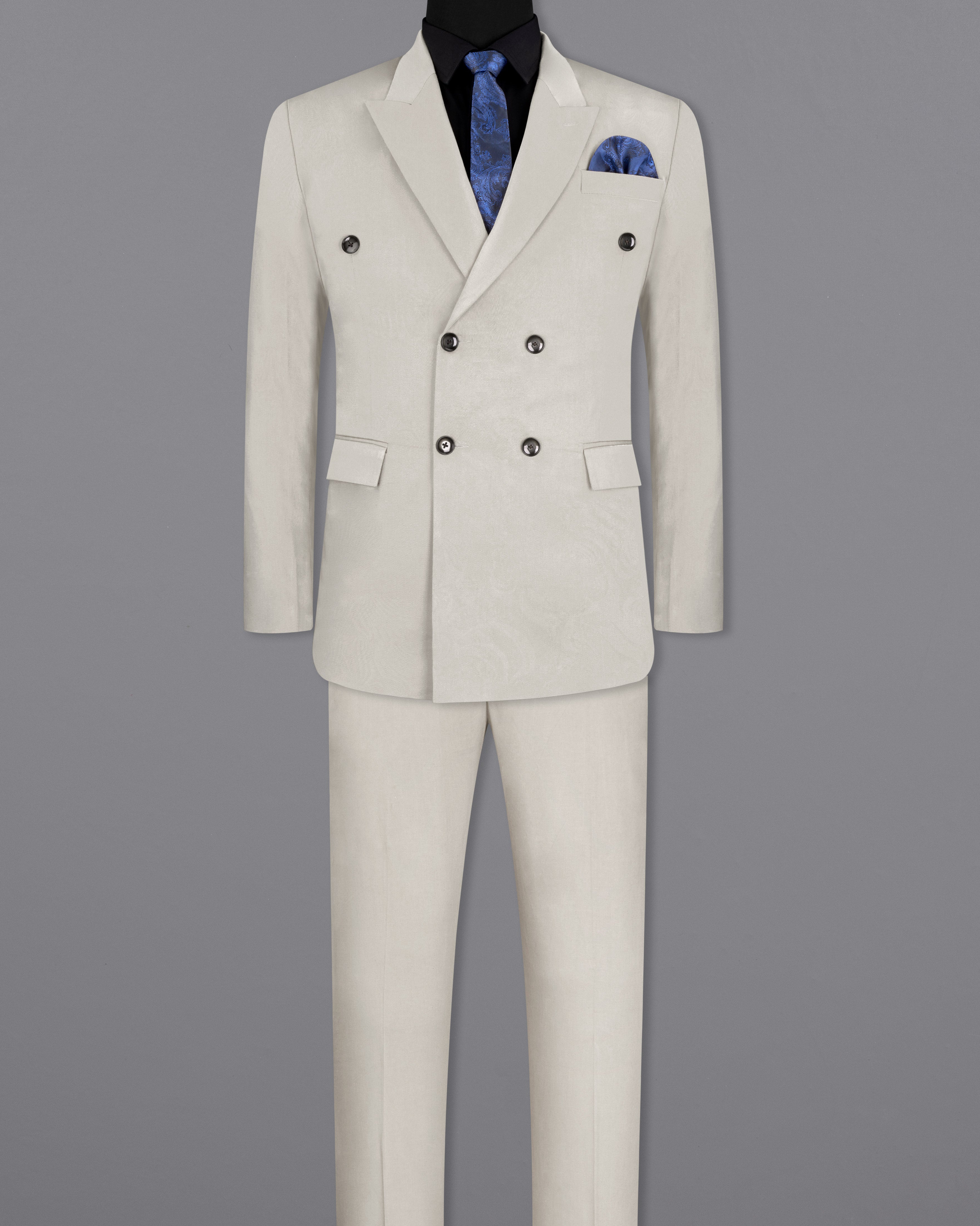 Sisal Light Gray Stretchable Double Breasted Premium Cotton Traveler Suit ST2678-DB-36, ST2678-DB-38, ST2678-DB-40, ST2678-DB-42, ST2678-DB-44, ST2678-DB-46, ST2678-DB-48, ST2678-DB-50, ST2678-DB-52, ST2678-DB-54, ST2678-DB-56, ST2678-DB-58, ST2678-DB-60