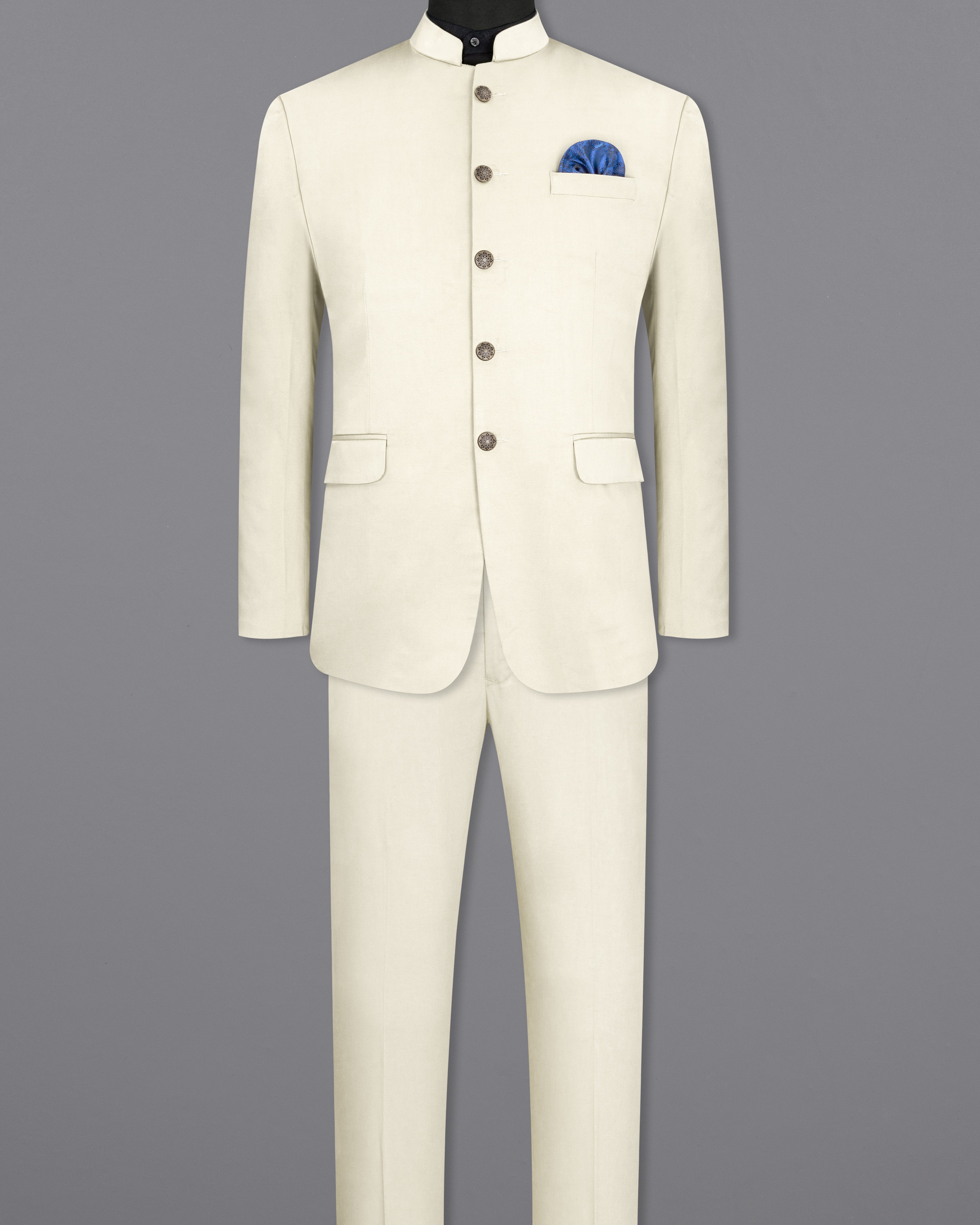 Merino Cream Stretchable Bandhgala Premium Cotton traveler Suit ST2689-BG-36, ST2689-BG-38, ST2689-BG-40, ST2689-BG-42, ST2689-BG-44, ST2689-BG-46, ST2689-BG-48, ST2689-BG-50, ST2689-BG-52, ST2689-BG-54, ST2689-BG-56, ST2689-BG-58, ST2689-BG-60