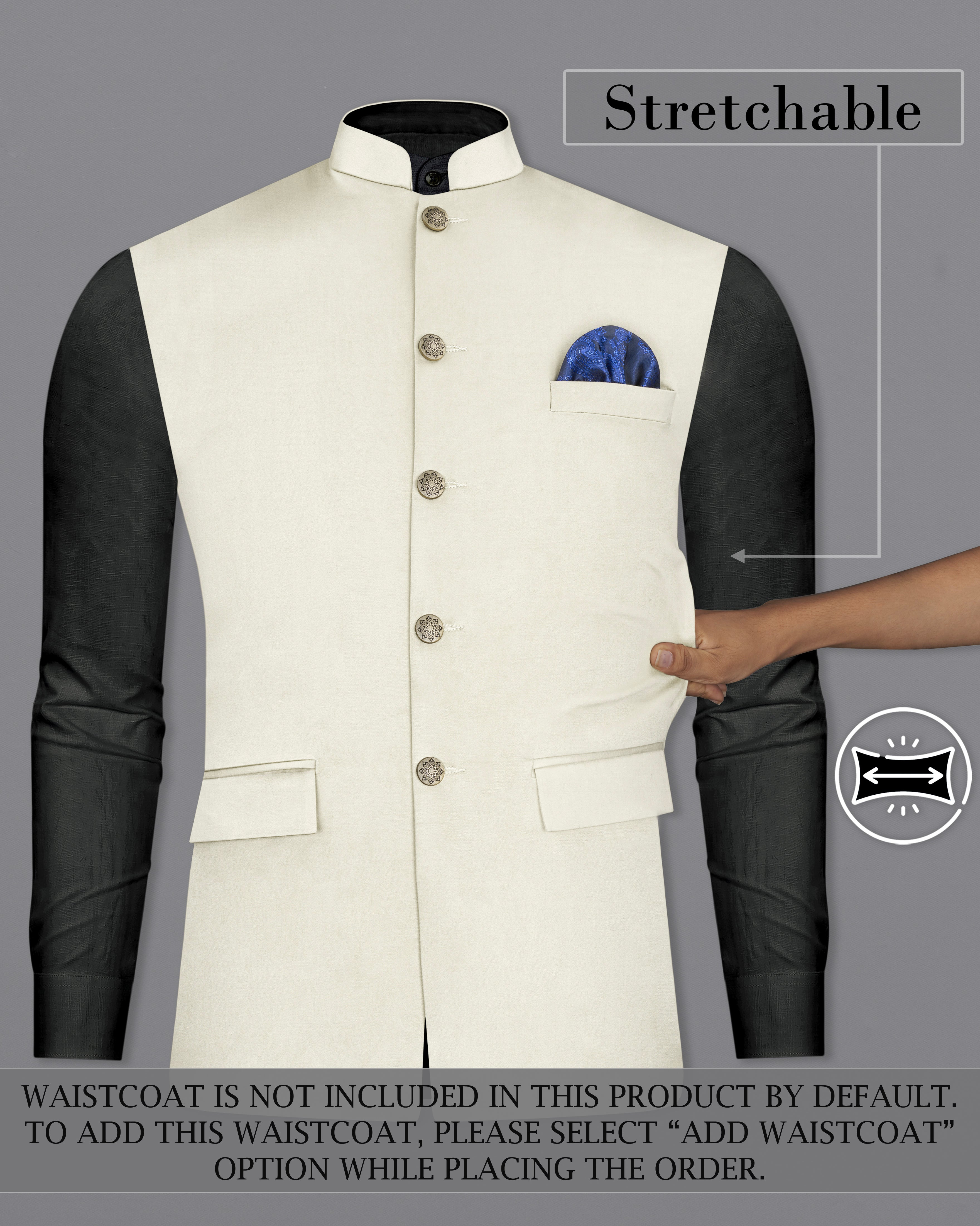 Merino Cream Stretchable Bandhgala Premium Cotton traveler Suit