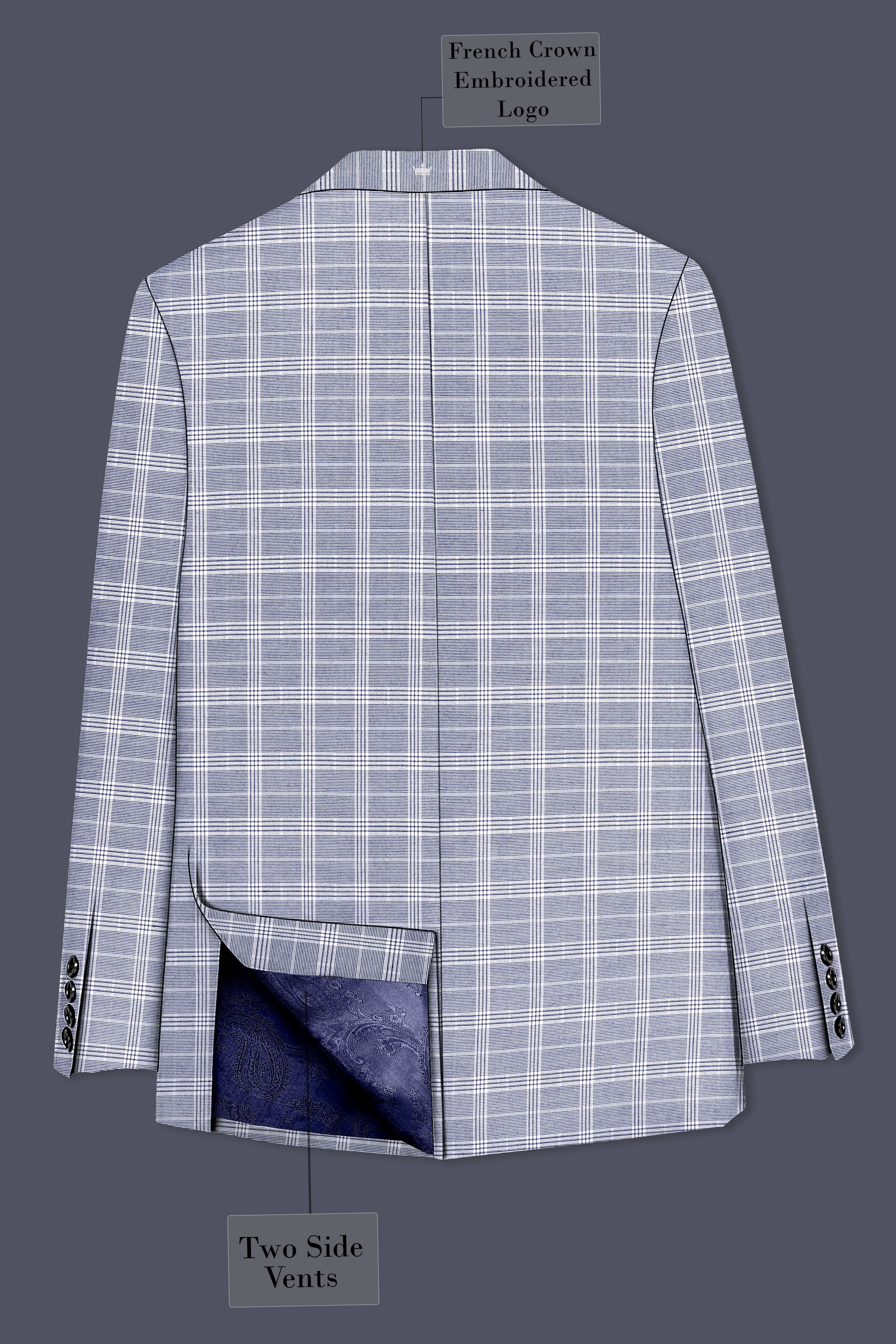 Monsoon Gray Plaid Double-Breasted Suit