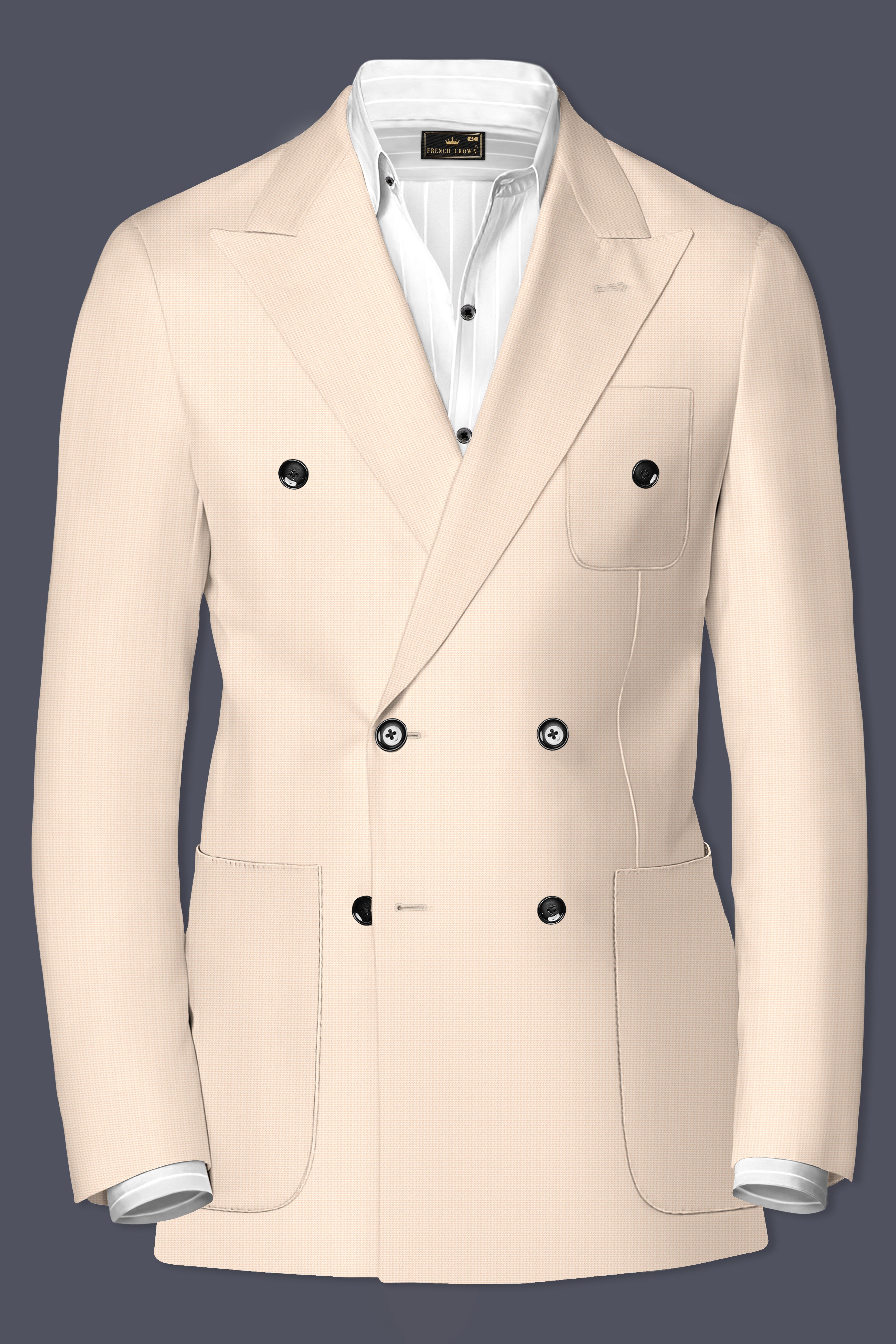 Pale Spring Cream Double-Breasted Sports Suit