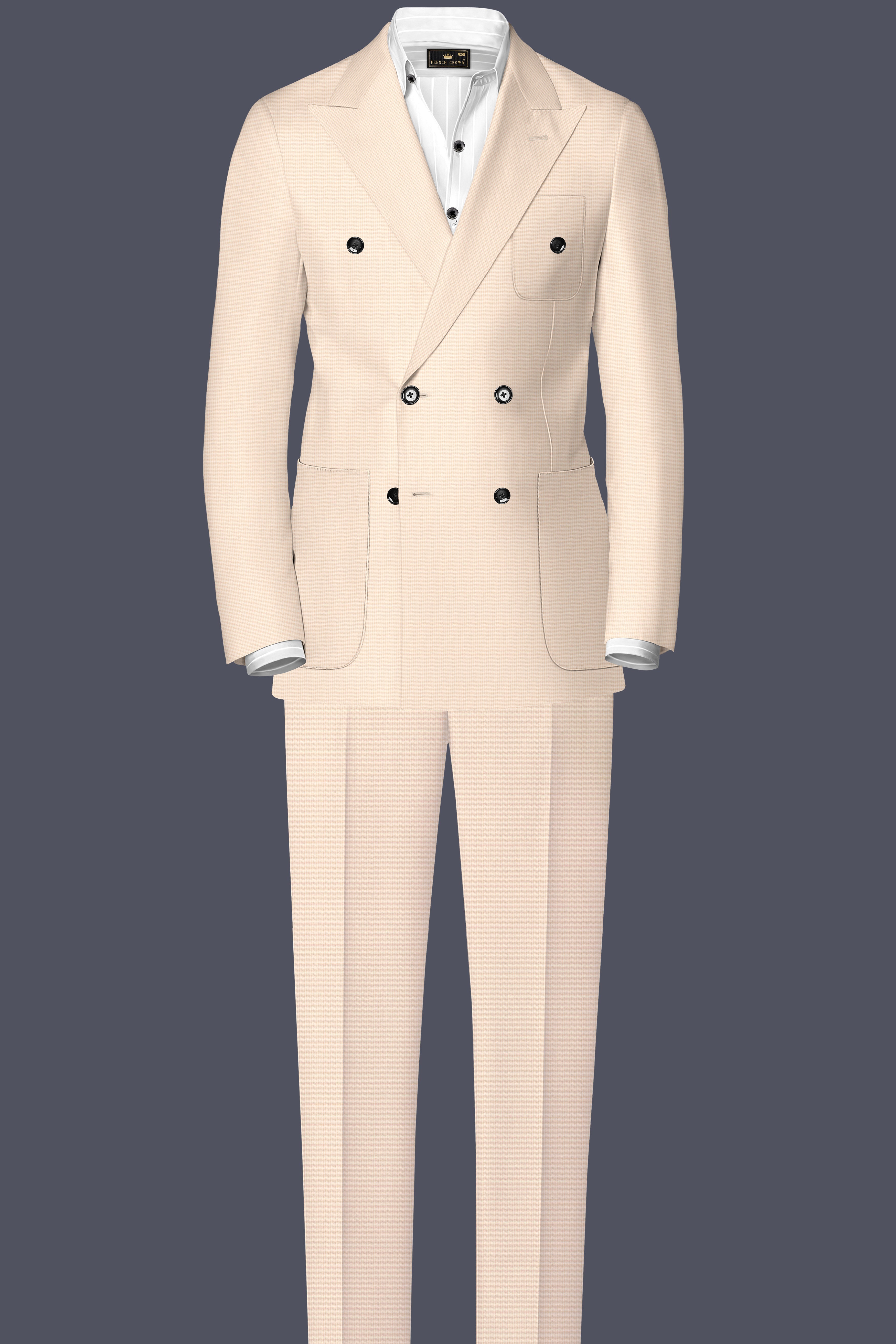 Pale Spring Cream Double-Breasted Sports Suit