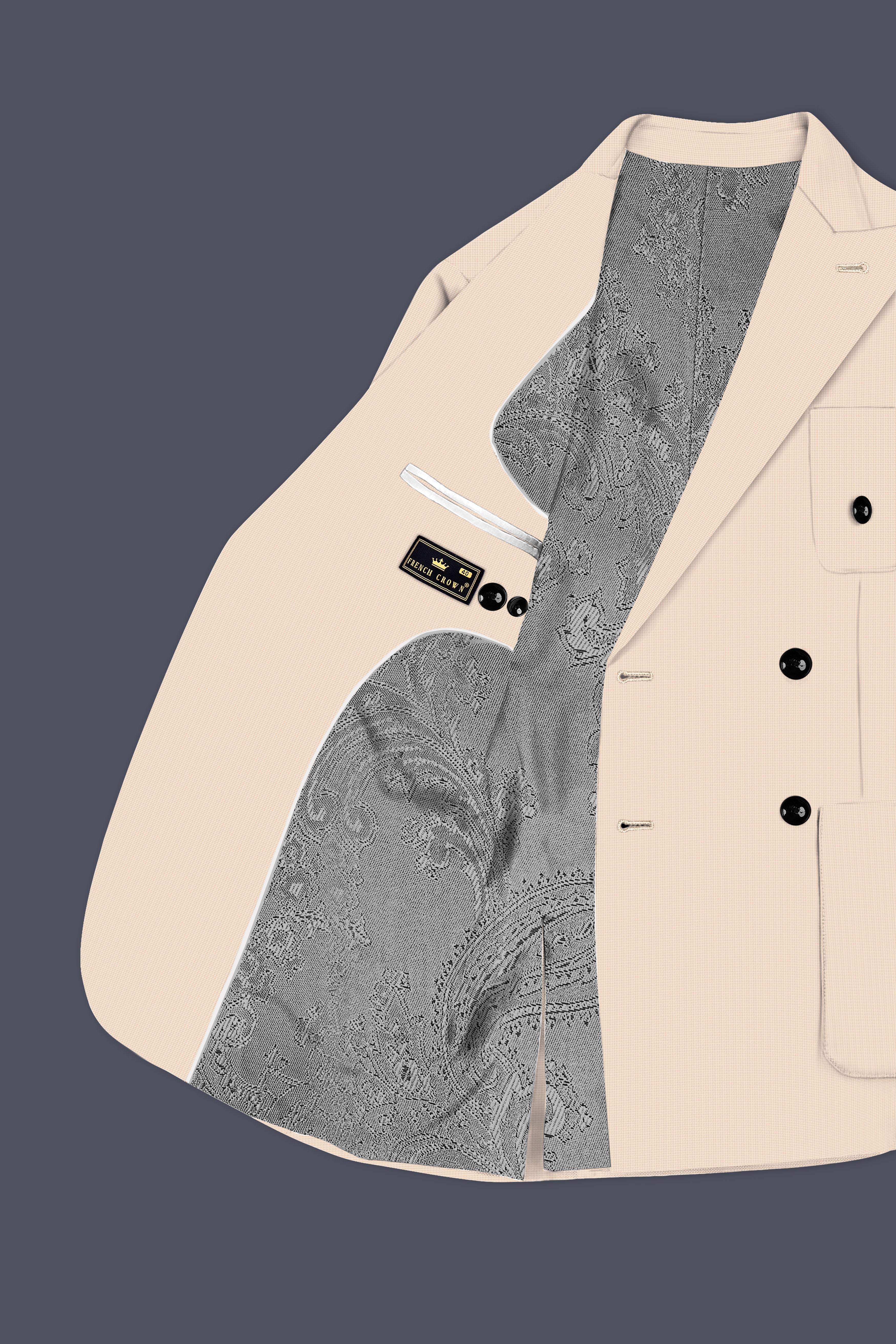 Pale Spring Cream Double-Breasted Sports Suit