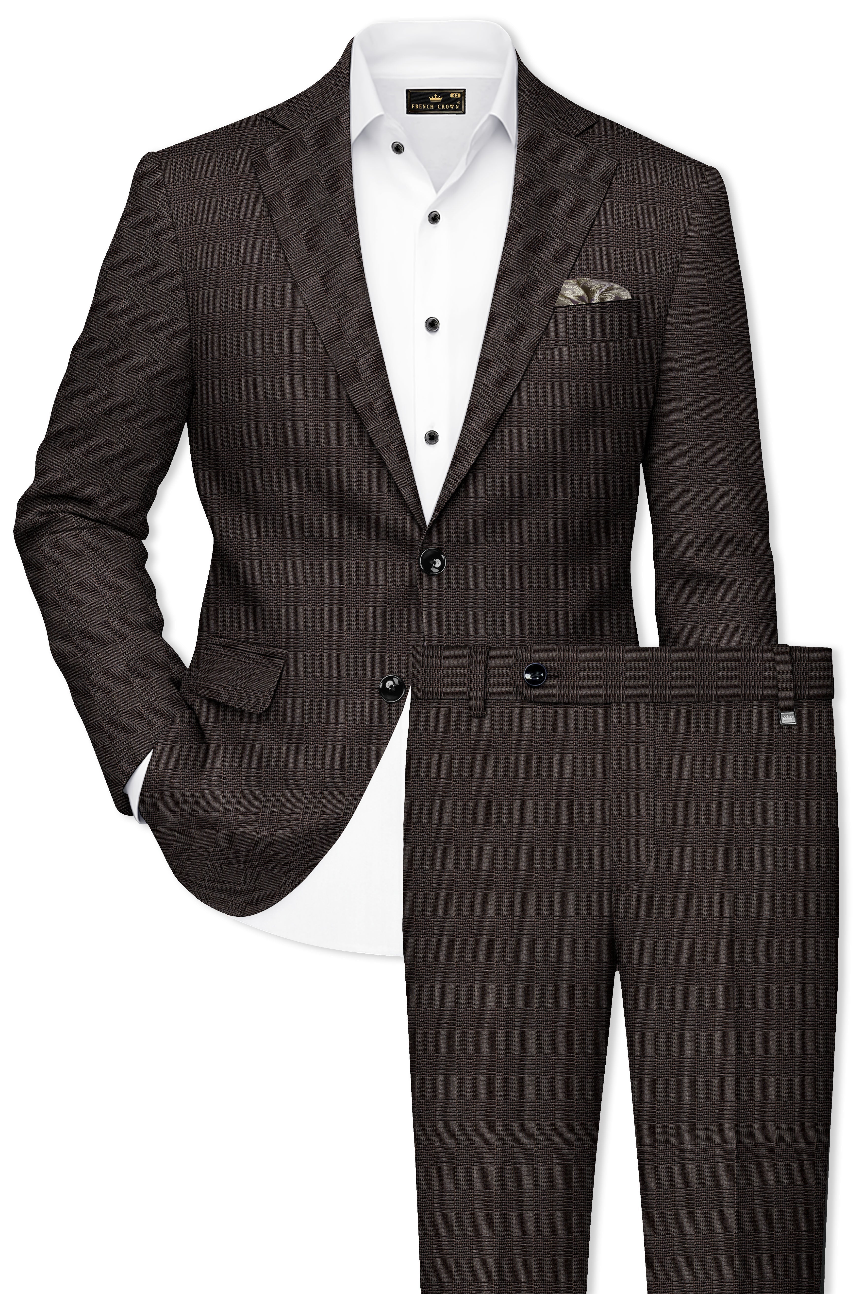 Taupe Dark Brown Single-Breasted Suit