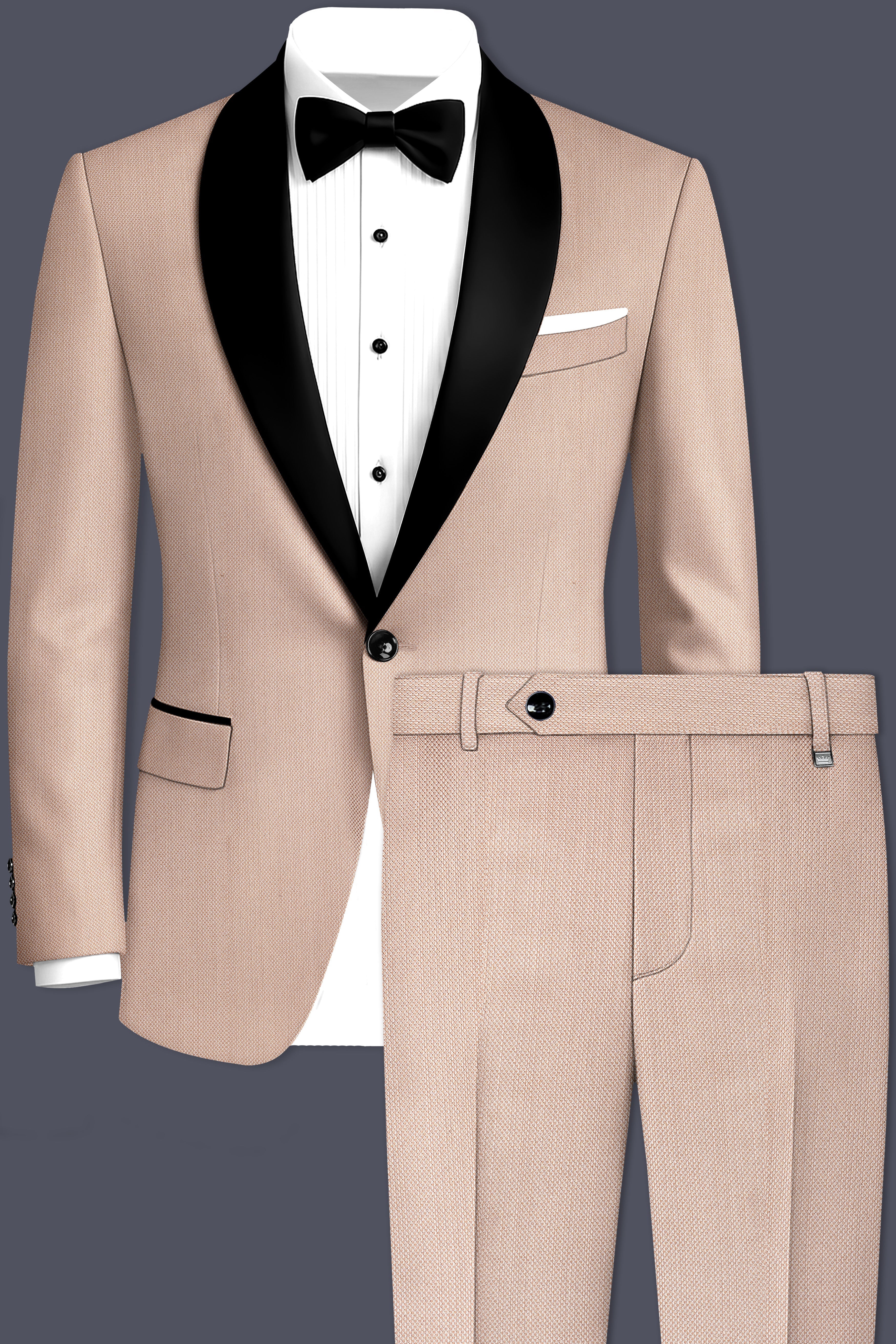 Thistle Brown Dobby Textured Tuxedo Suit
