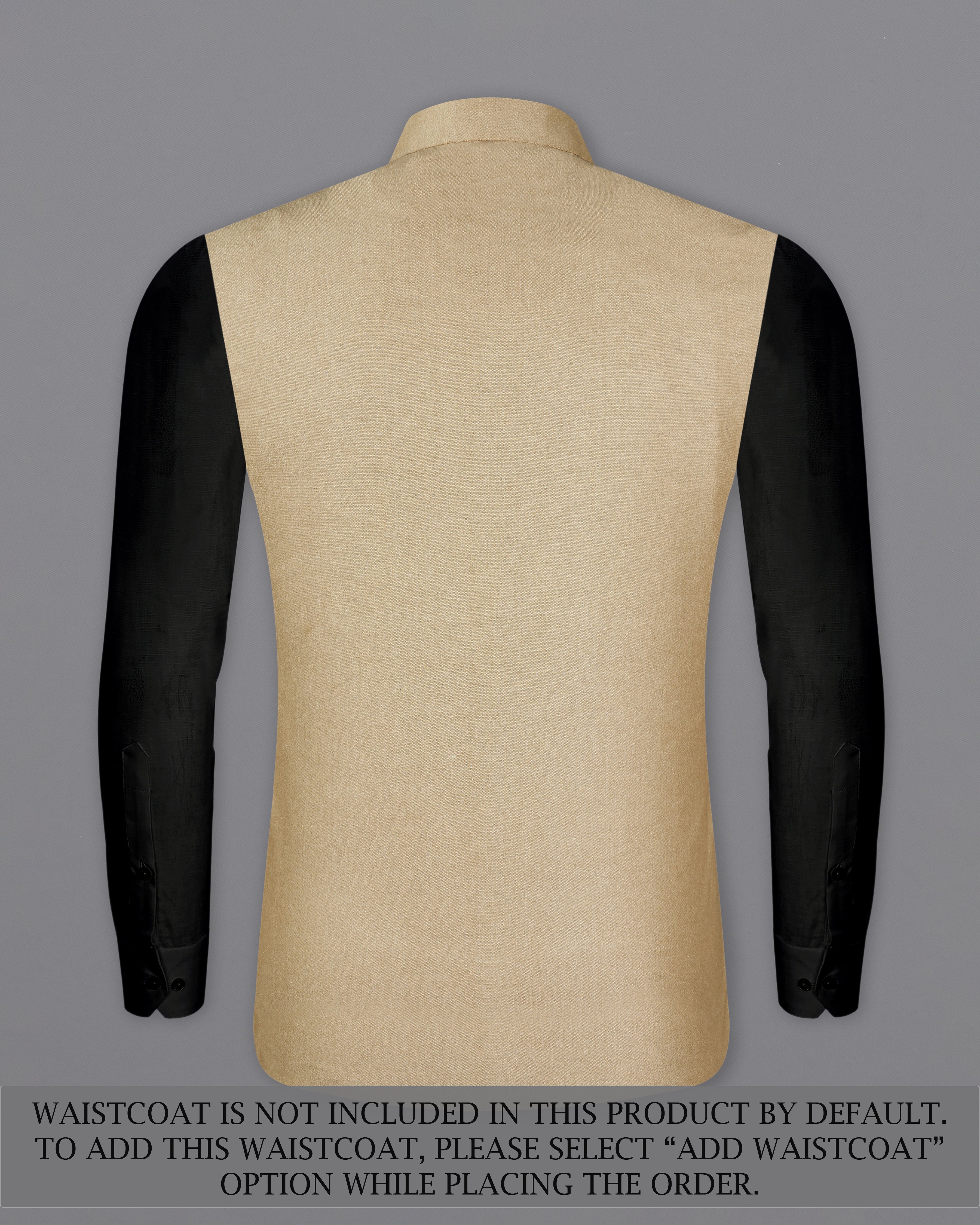 Heathered Light Brown Cross Placket Bandhgala Suit