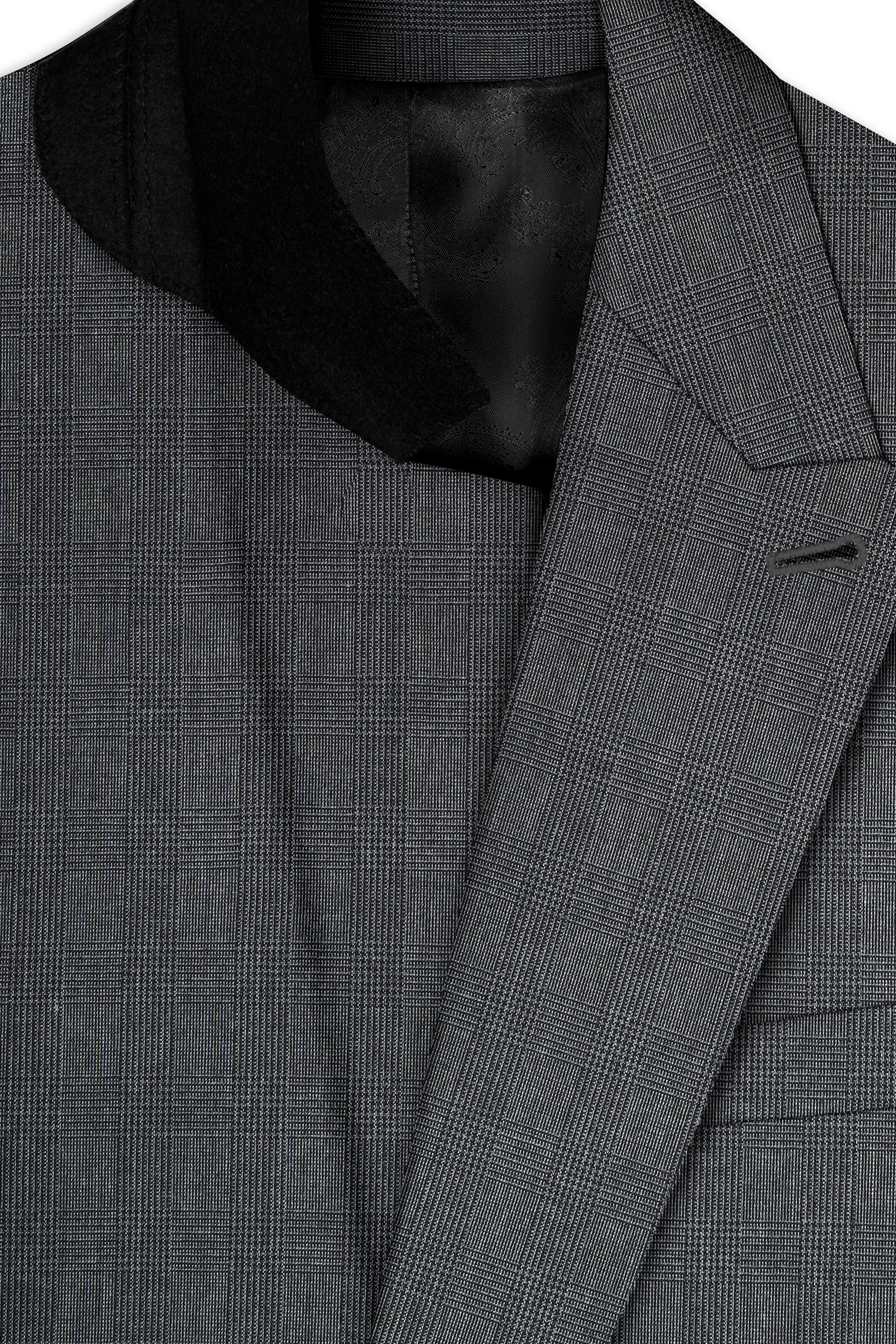 Tundora Dark Gray Subtle Plaid Double-Breasted Suit