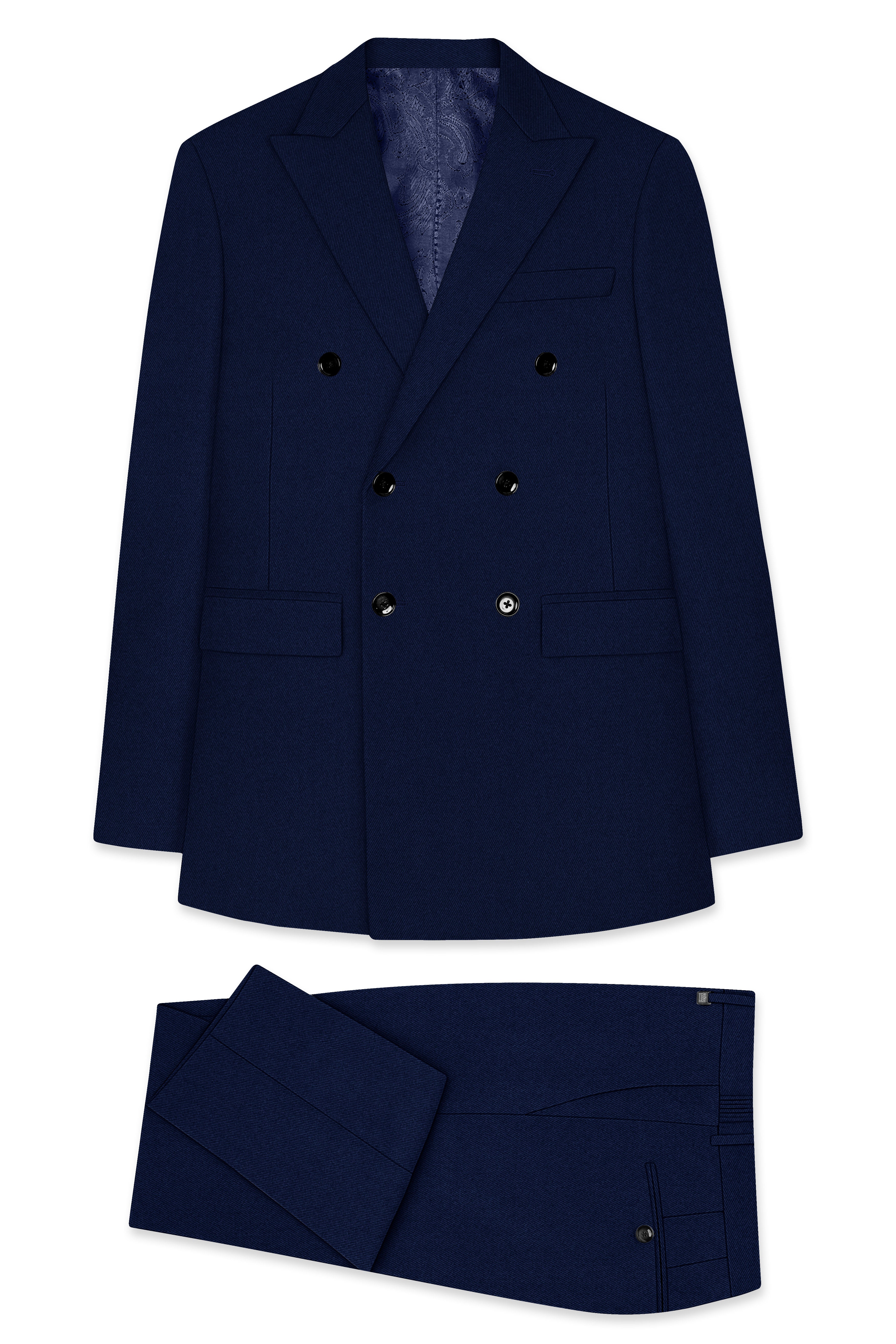Mirage Blue Wool Rich Double Breasted Suit