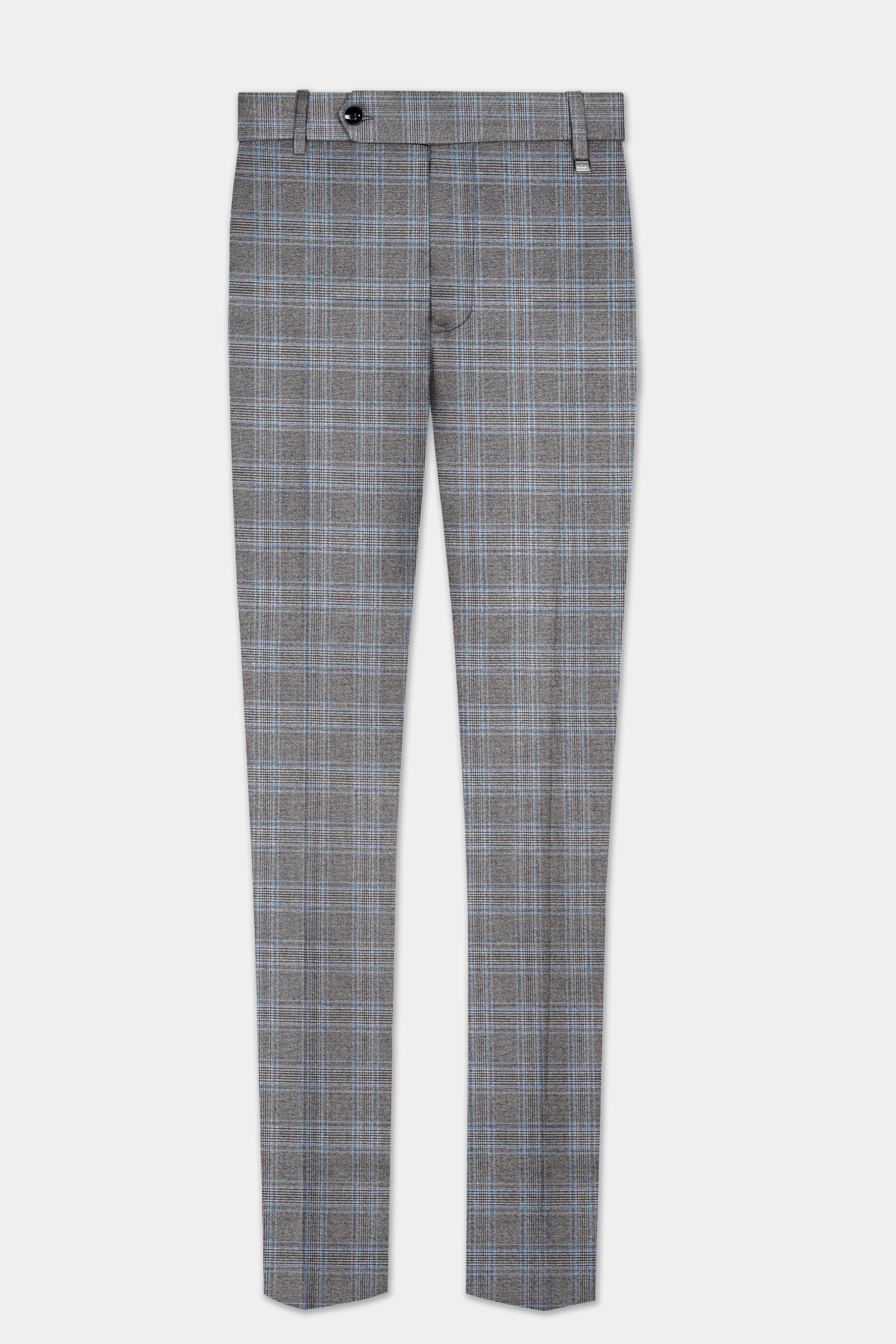 Dorado Blue with Casper Gray Plaid Wool Rich Single Breasted Suit