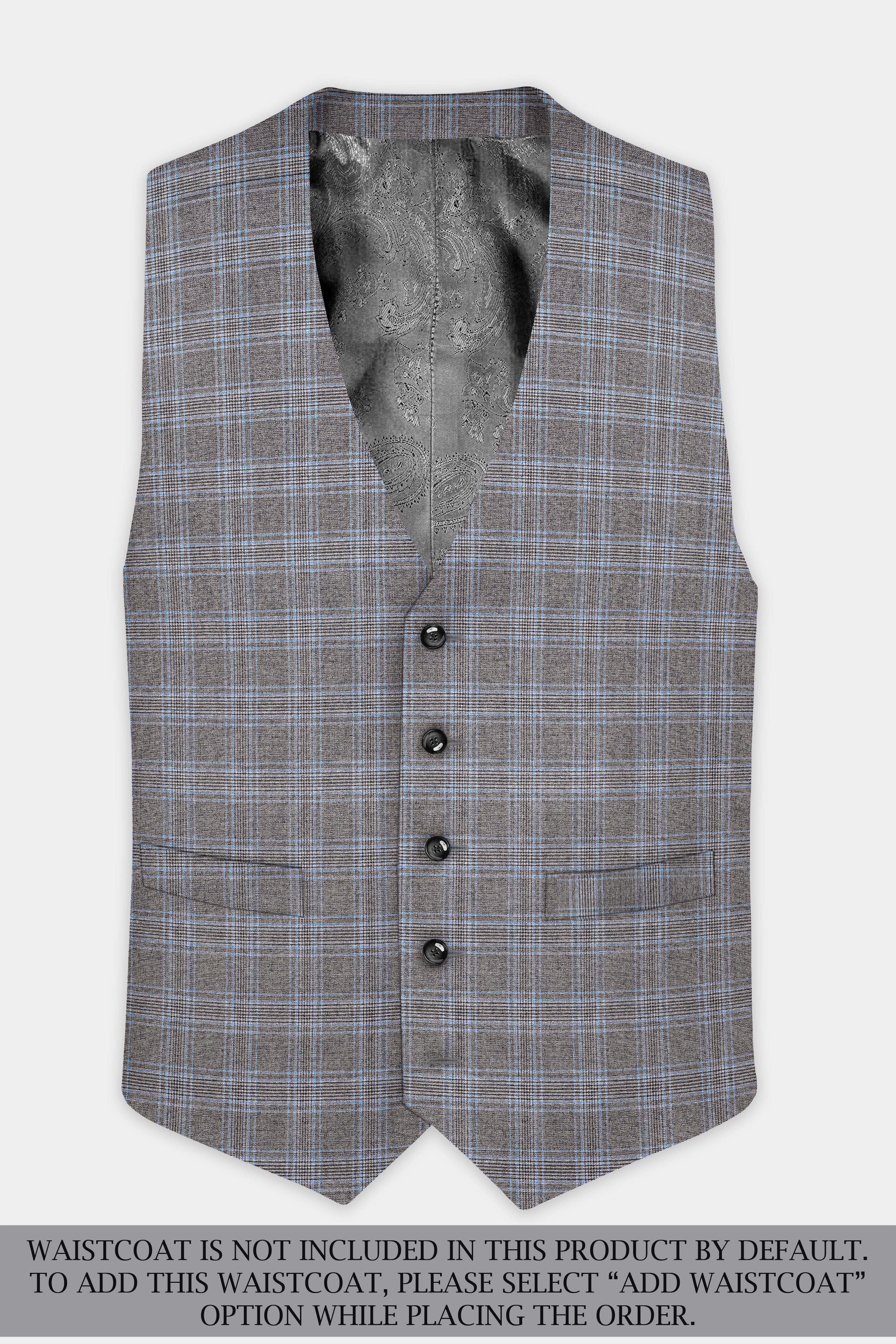 Dorado Blue with Casper Gray Plaid Wool Rich Single Breasted Suit