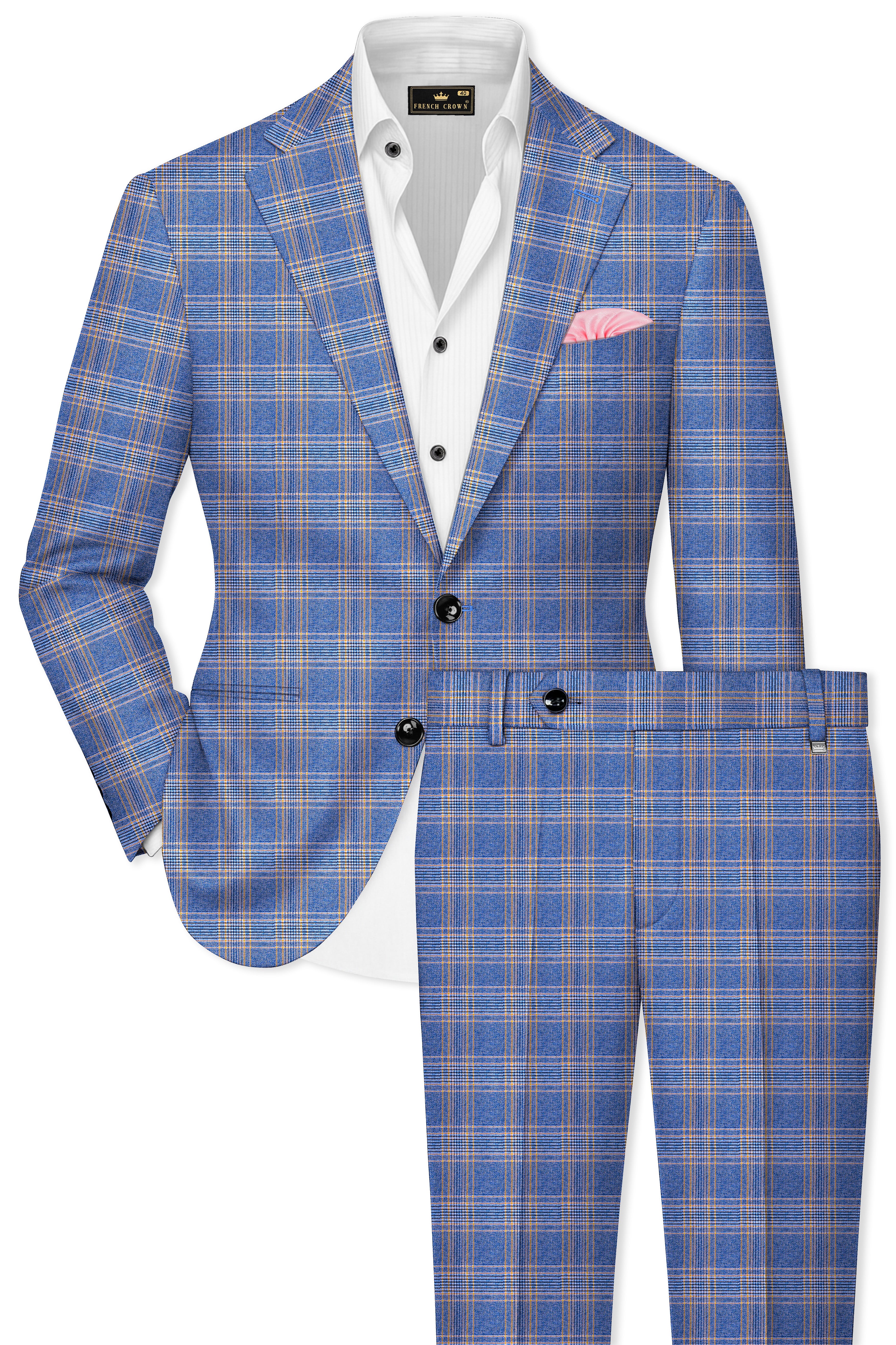 Waikawa Blue Plaid Single Breasted Wool Rich Suit