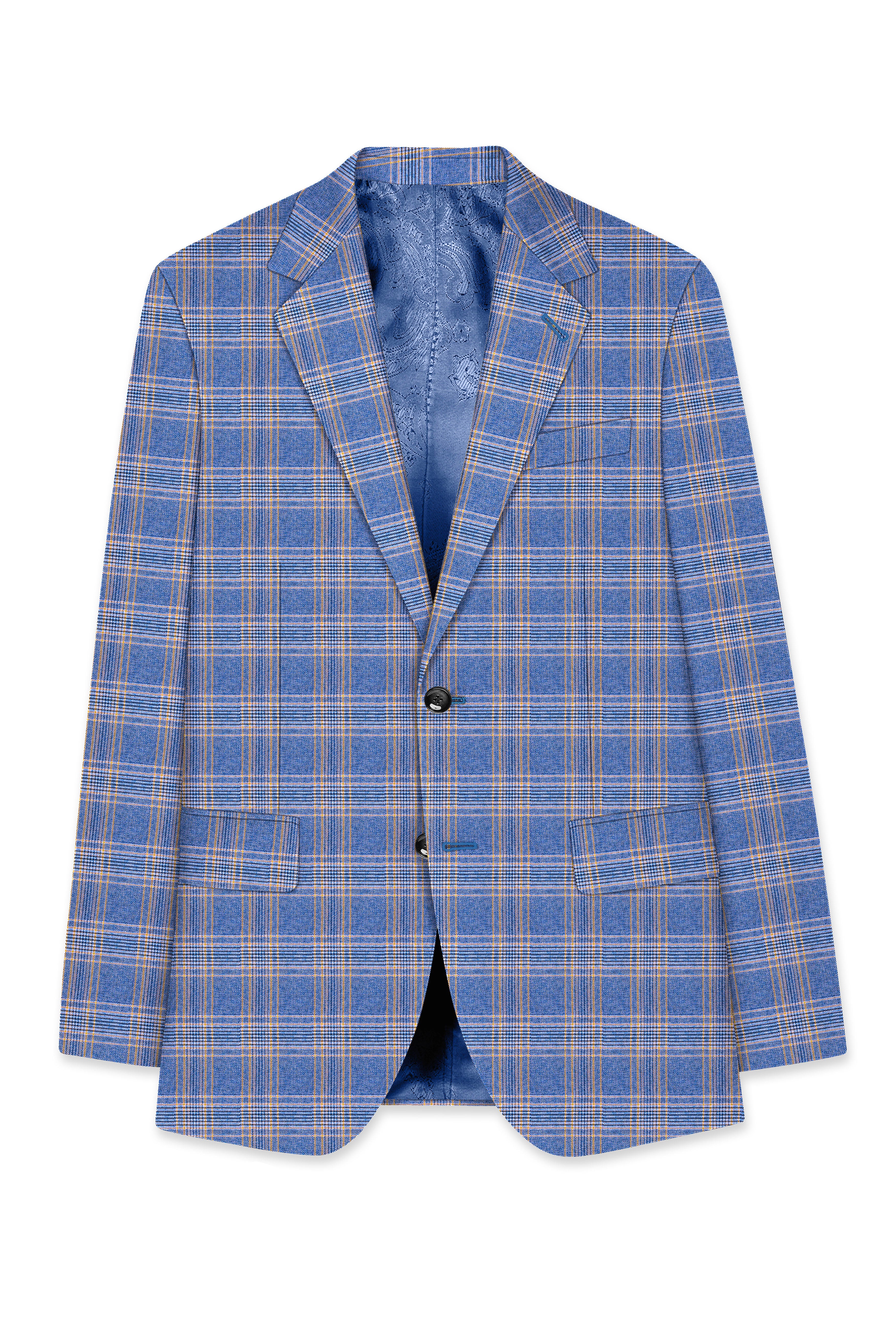 Waikawa Blue Plaid Single Breasted Wool Rich Suit