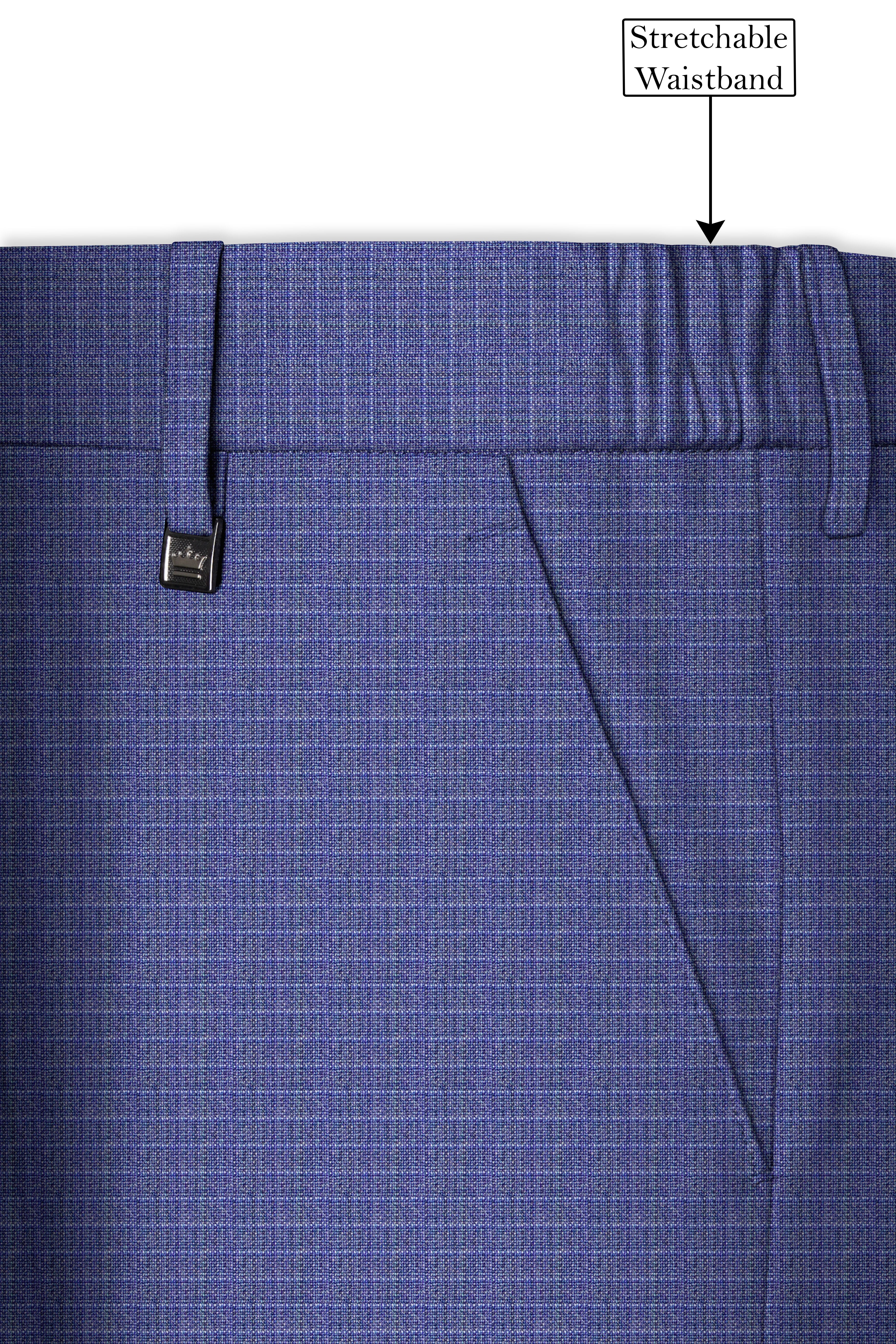 Twilight Blue Checkered Double Breasted Wool Rich Suit