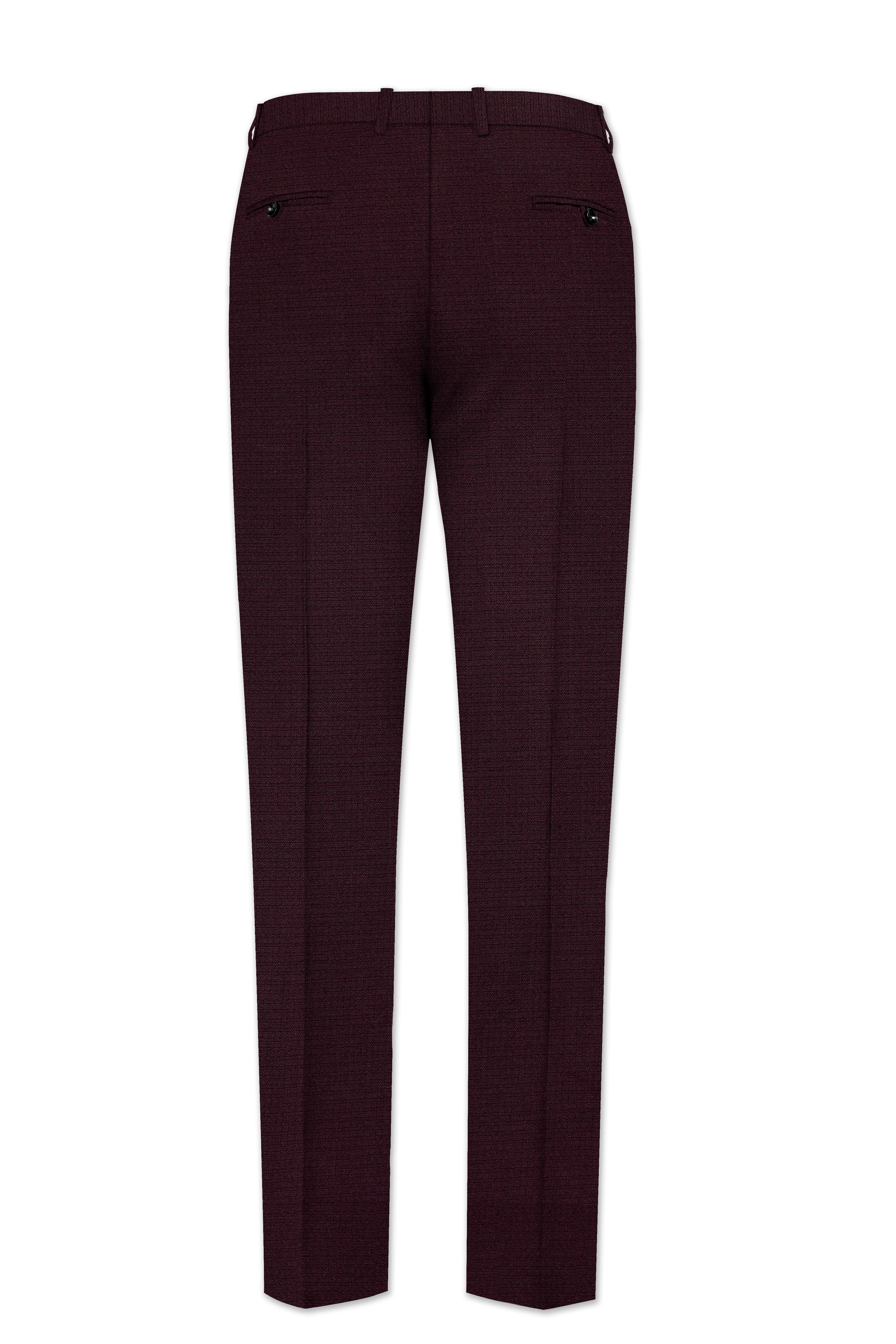 Eclipse Maroon Wool Rich Cross Placket Bandhgala Suit