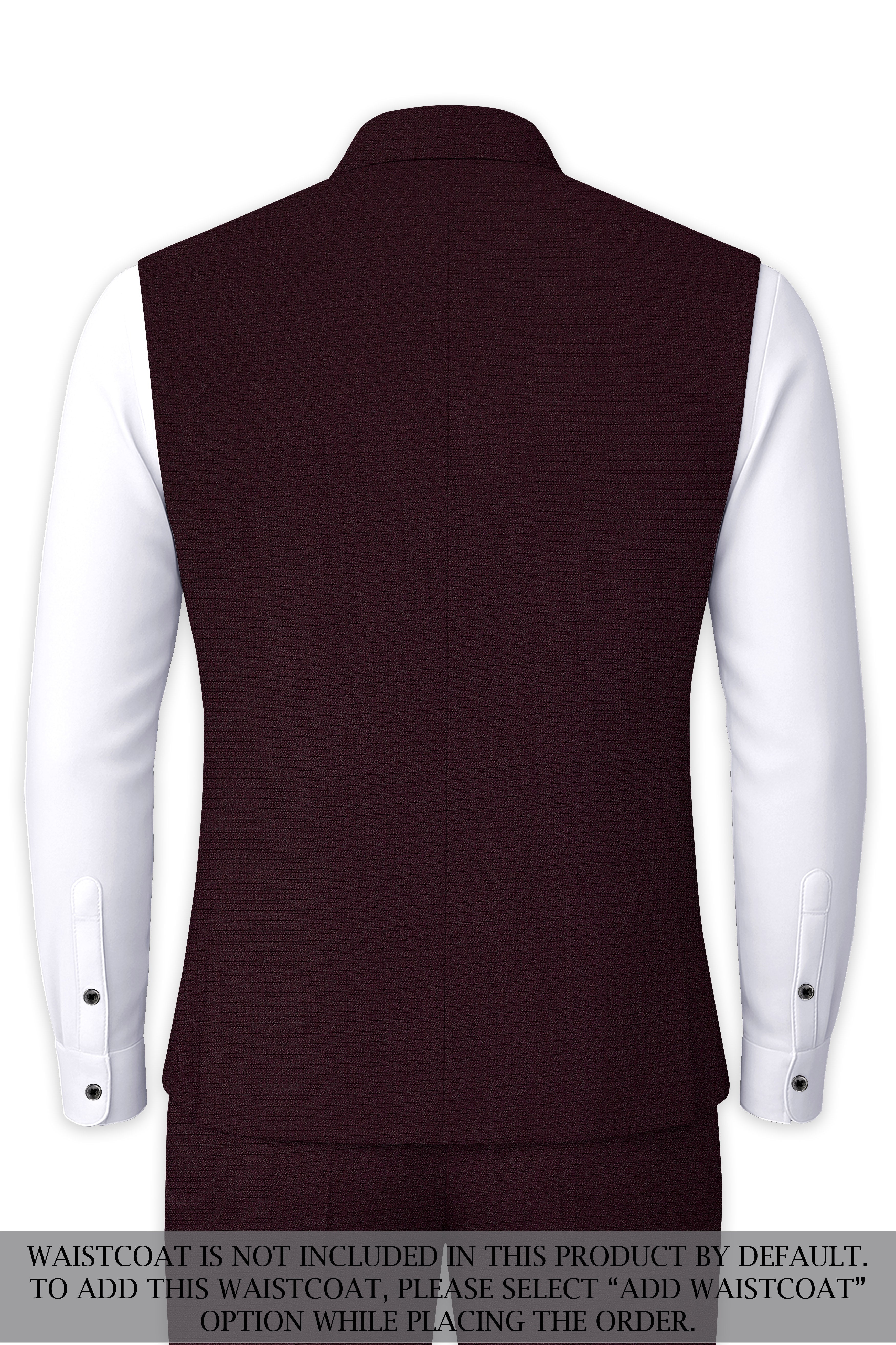 Eclipse Maroon Wool Rich Cross Placket Bandhgala Suit