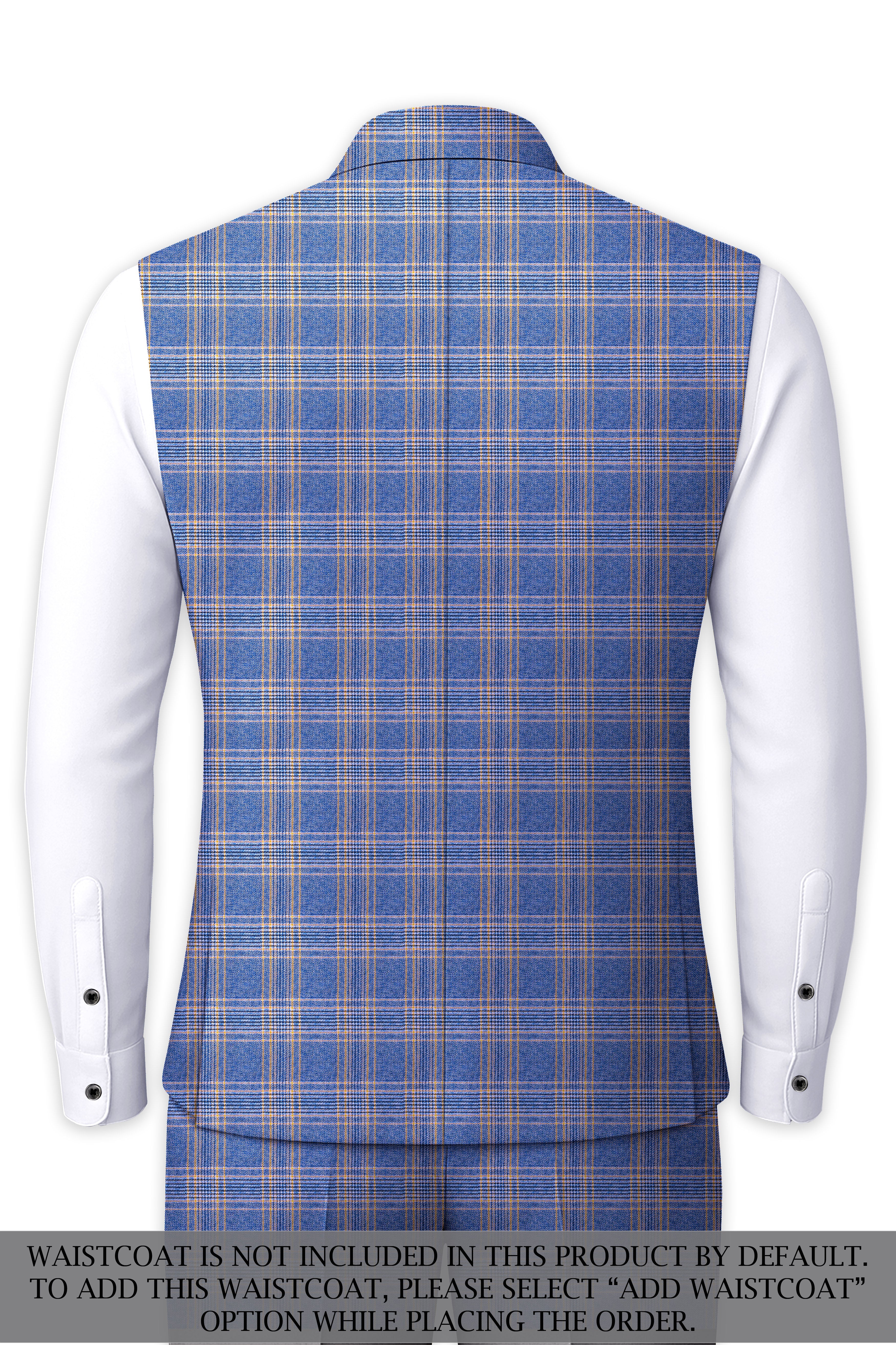 Scampi Blue and Muesli Brown Plaid Wool Rich Cross Placket Bandhgala Suit