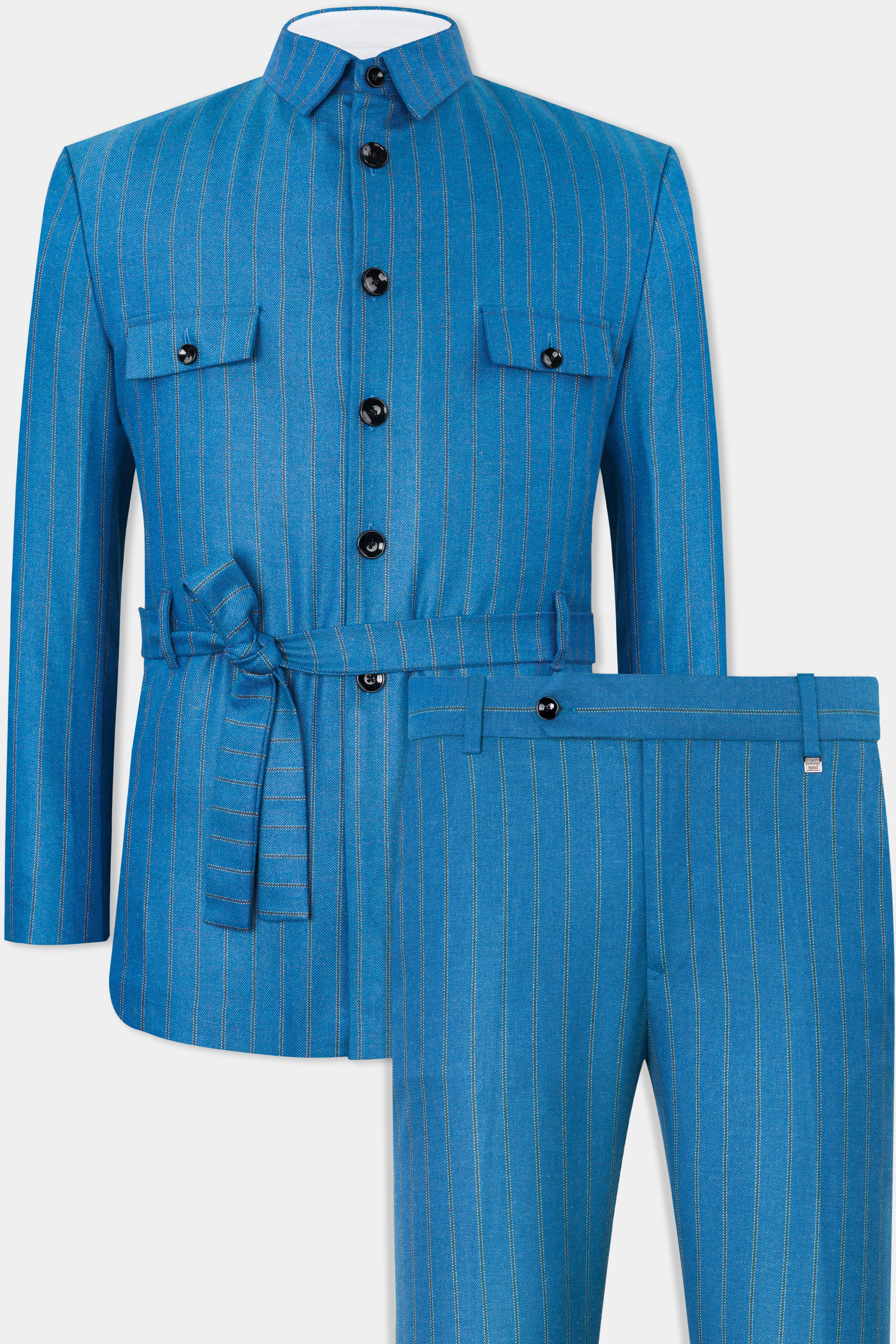 Glacial Blue Striped Tweed Bandhgala Designer Suit ST2800-BG-D123-36, ST2800-BG-D123-38, ST2800-BG-D123-40, ST2800-BG-D123-42, ST2800-BG-D123-44, ST2800-BG-D123-46, ST2800-BG-D123-48, ST2800-BG-D123-50, ST2800-BG-D123-52, ST2800-BG-D123-54, ST2800-BG-D123-56, ST2800-BG-D123-58, ST2800-BG-D123-60