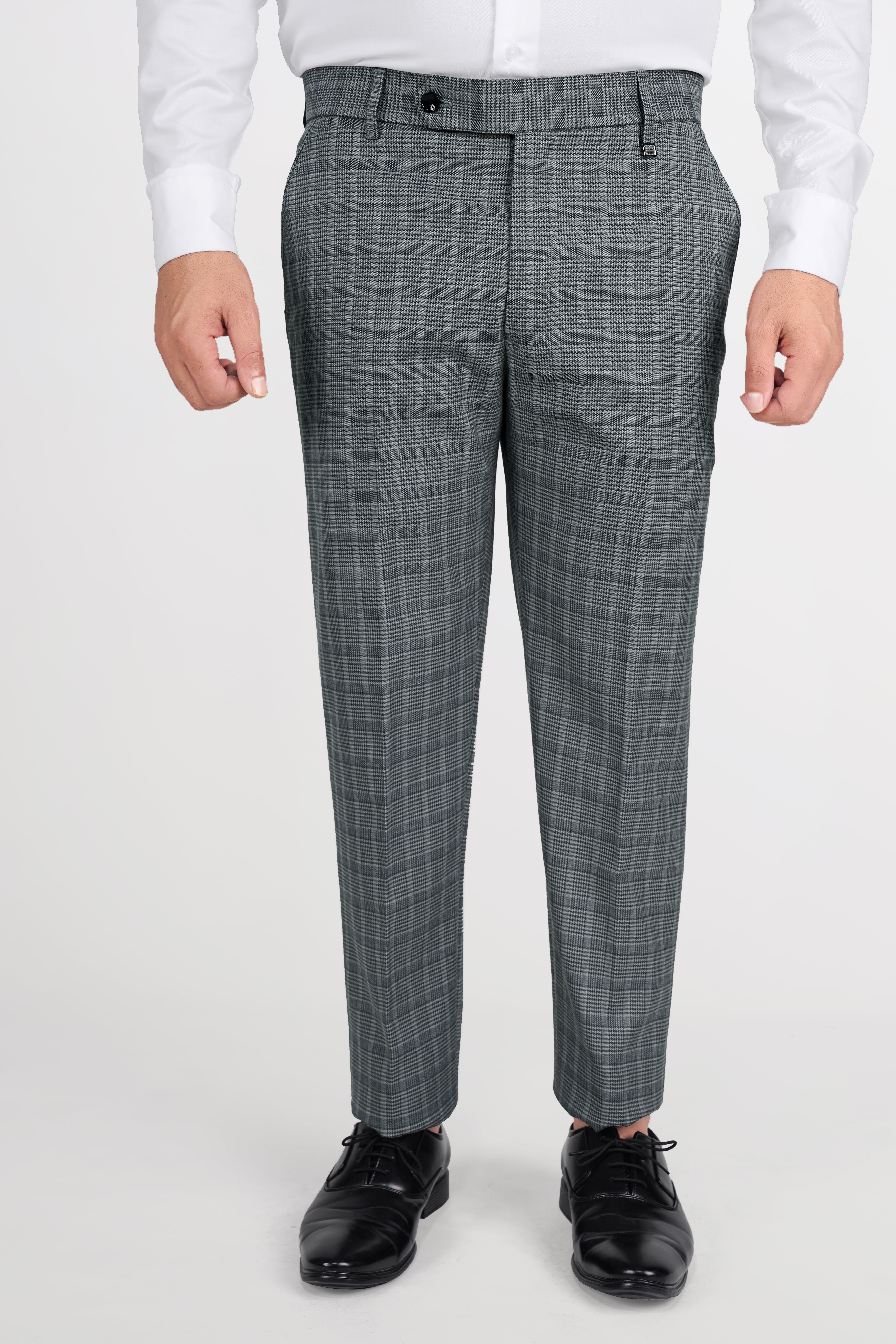 Oslo Gray Checkered Wool Rich Bandhgala Designer Stretchable traveler Suit ST2801-D38-36, ST2801-D38-38, ST2801-D38-40, ST2801-D38-42, ST2801-D38-44, ST2801-D38-46, ST2801-D38-48, ST2801-D38-50, ST2801-D38-52, ST2801-D38-54, ST2801-D38-56, ST2801-D38-58, ST2801-D38-60