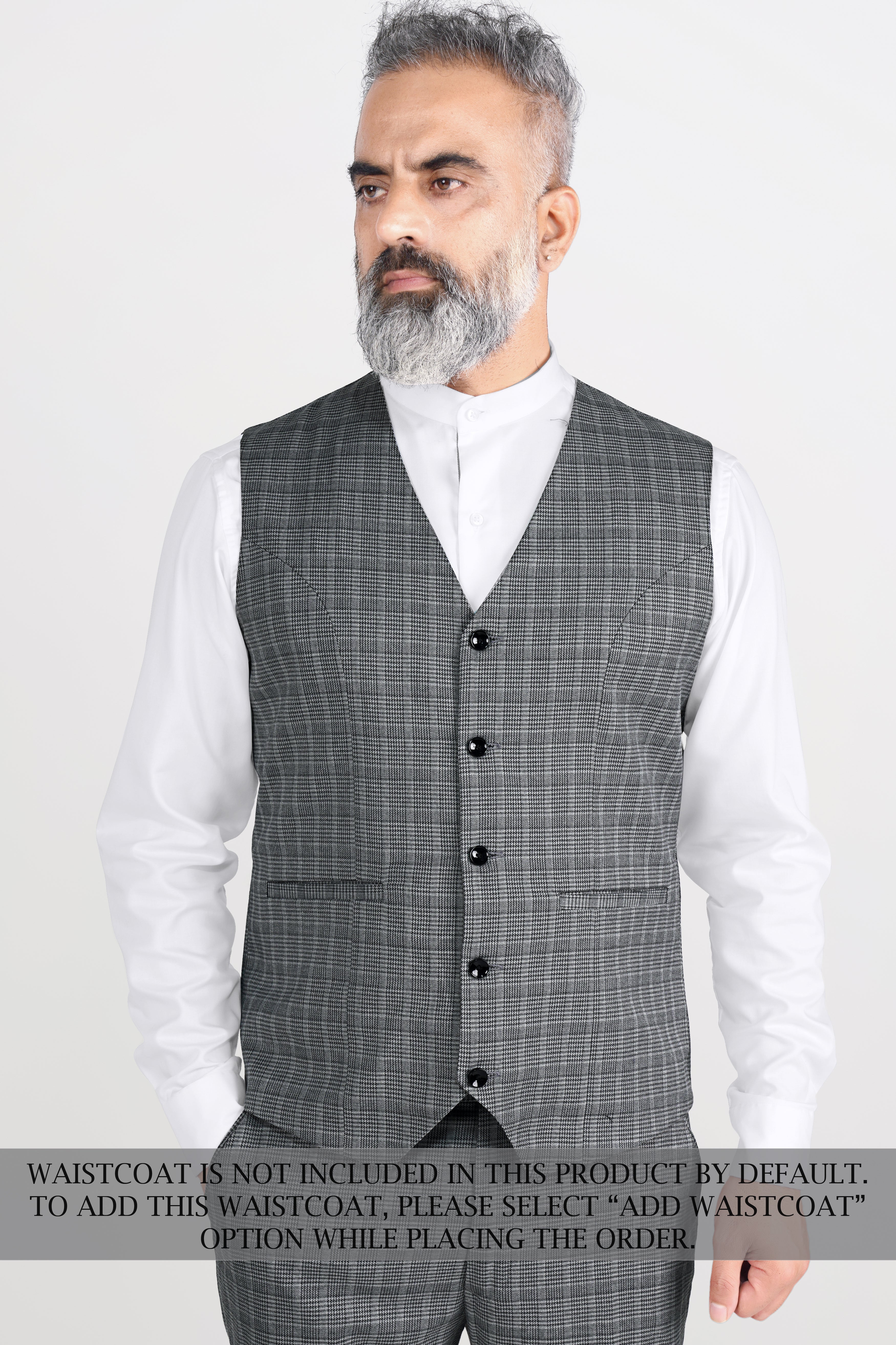 Oslo Gray Checkered Wool Rich Bandhgala Designer Stretchable traveler Suit ST2801-D38-36, ST2801-D38-38, ST2801-D38-40, ST2801-D38-42, ST2801-D38-44, ST2801-D38-46, ST2801-D38-48, ST2801-D38-50, ST2801-D38-52, ST2801-D38-54, ST2801-D38-56, ST2801-D38-58, ST2801-D38-60