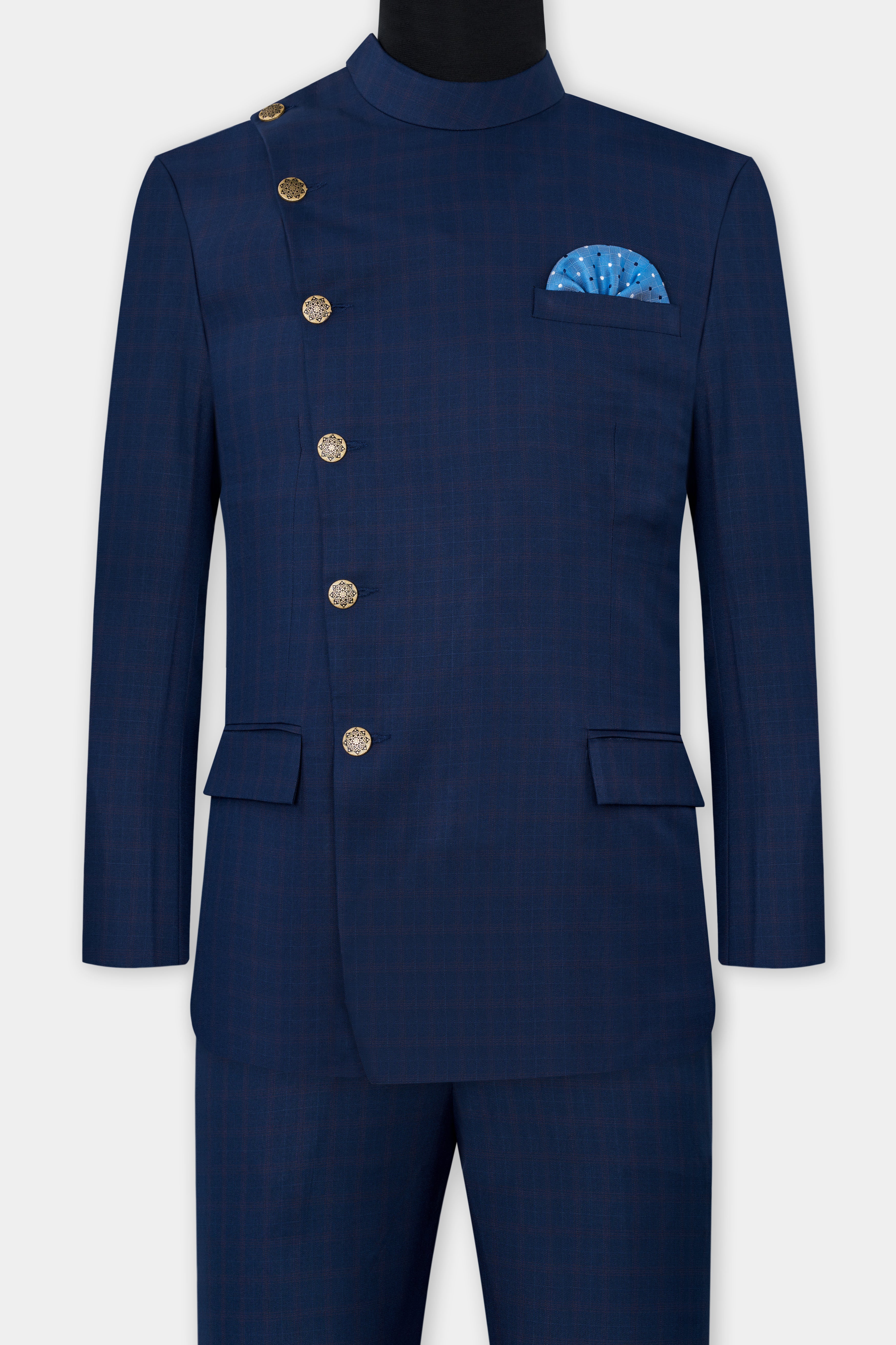Nile Blue Wool Rich Cross Buttoned Bandhgala Suit ST2806-CBG2-36, ST2806-CBG2-38, ST2806-CBG2-40, ST2806-CBG2-42, ST2806-CBG2-44, ST2806-CBG2-46, ST2806-CBG2-48, ST2806-CBG2-50, ST2806-CBG2-52, ST2806-CBG2-54, ST2806-CBG2-56, ST2806-CBG2-58, ST2806-CBG2-60