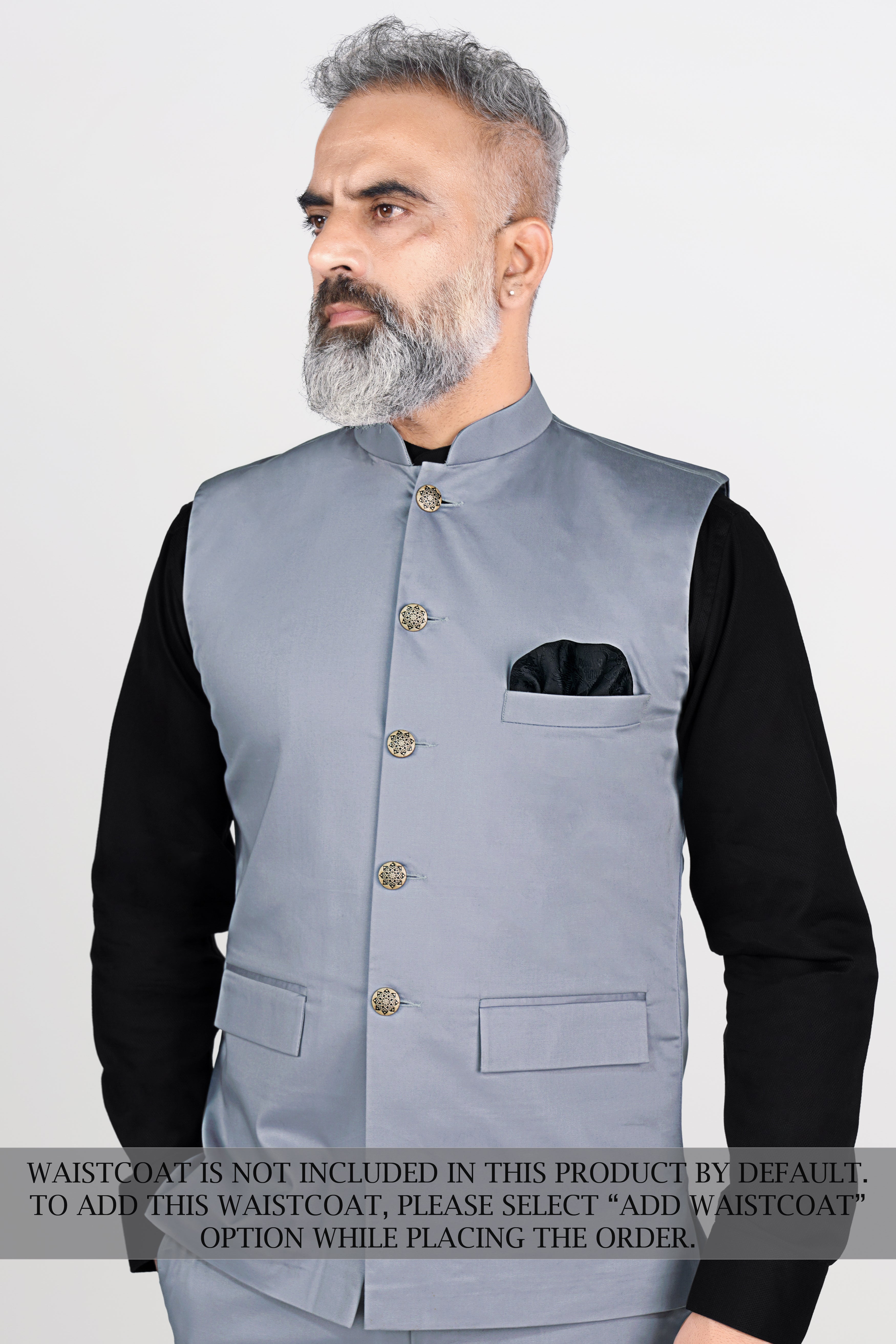 Nobel Gray Premium Cotton Bandhgala Stretchable traveler Suit