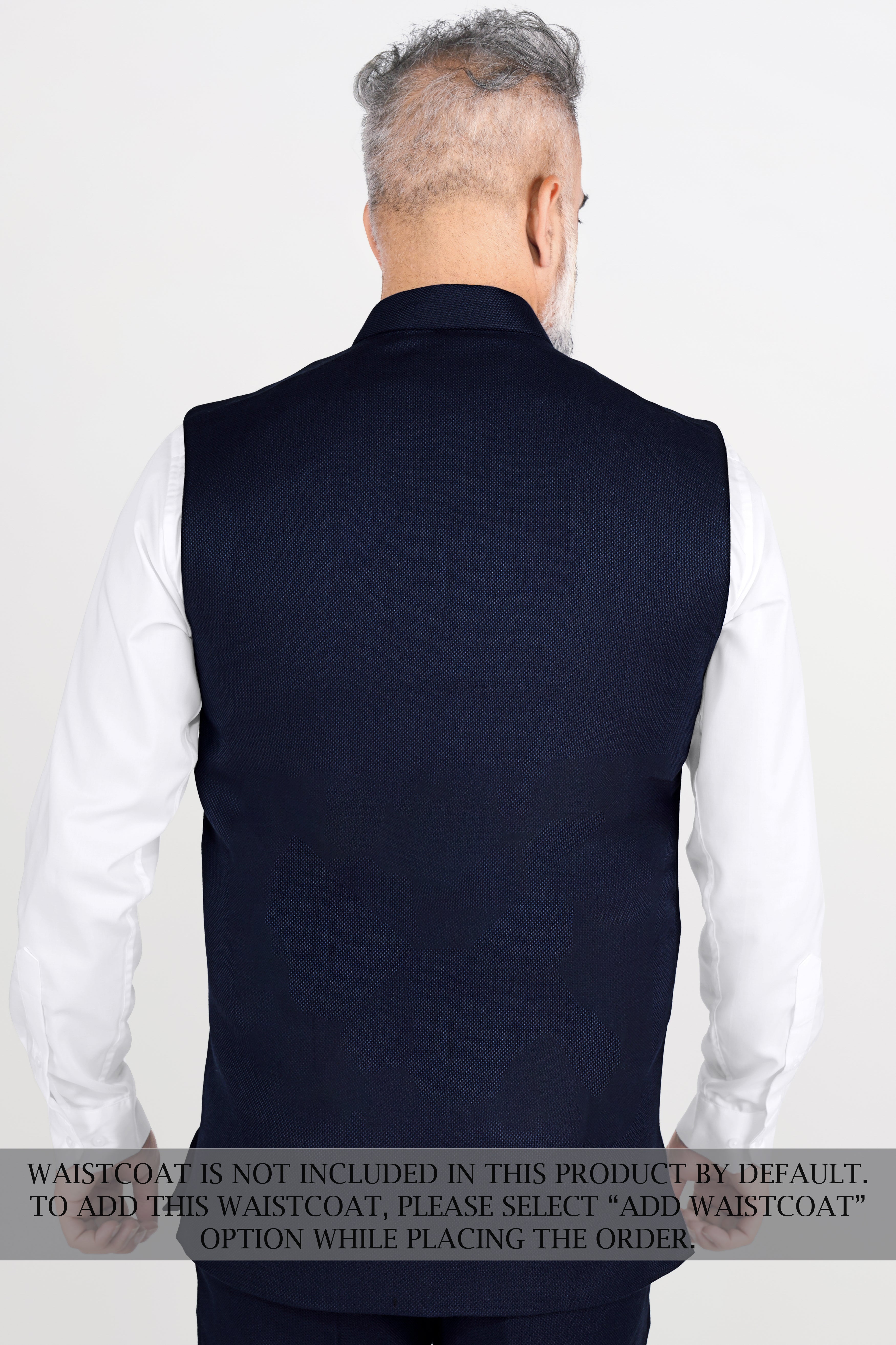 Berkeley Blue Wool Rich Cross Placket Bandhgala Suit